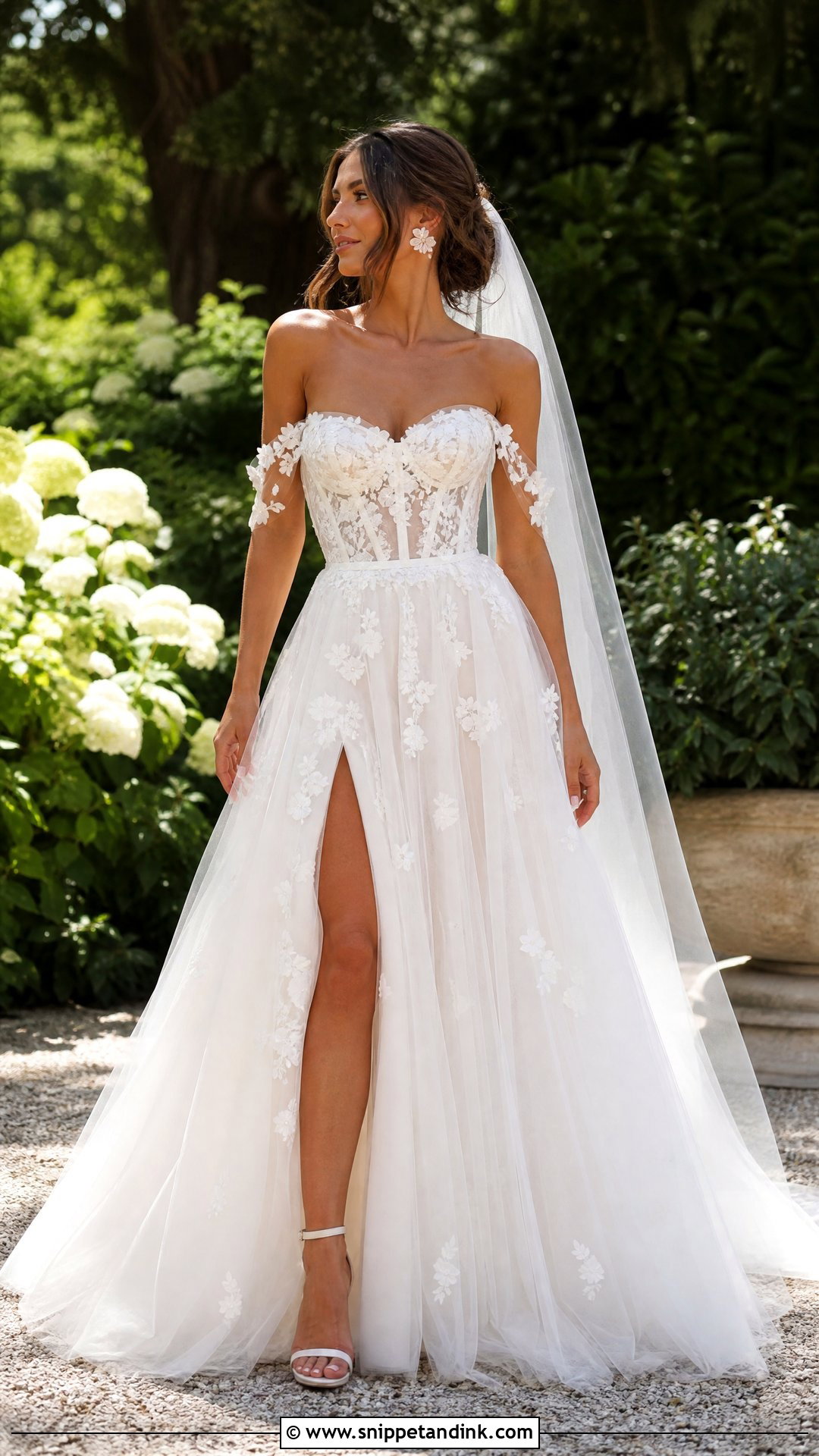 Illusion Off Shoulder Wedding Dress - Snippet and Ink - 20 Illusion Wedding Dress Ideas