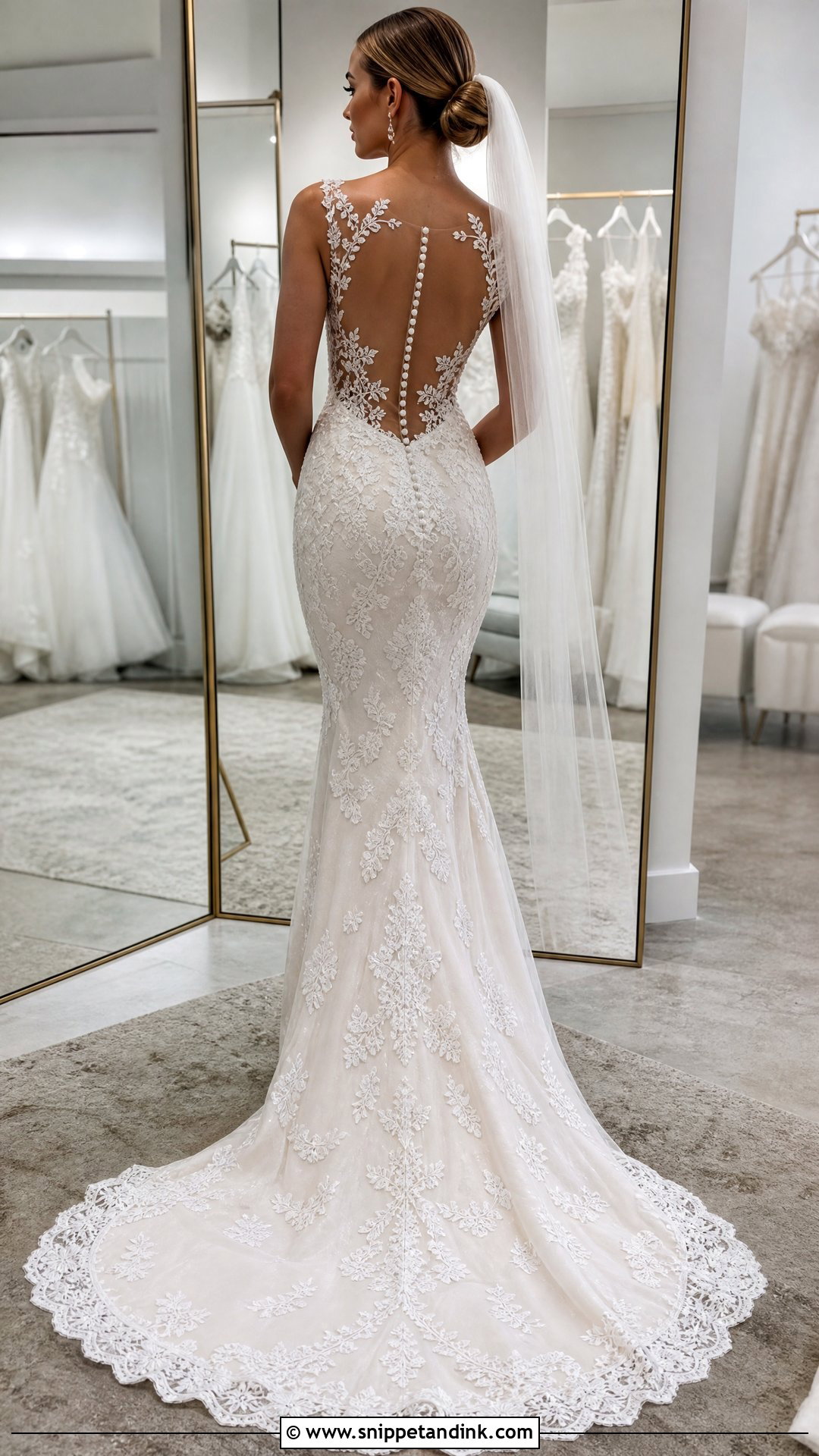 Illusion Open Back Mermaid Wedding Dress - Snippet and Ink - 20 Open Back Mermaid Wedding Dress Ideas