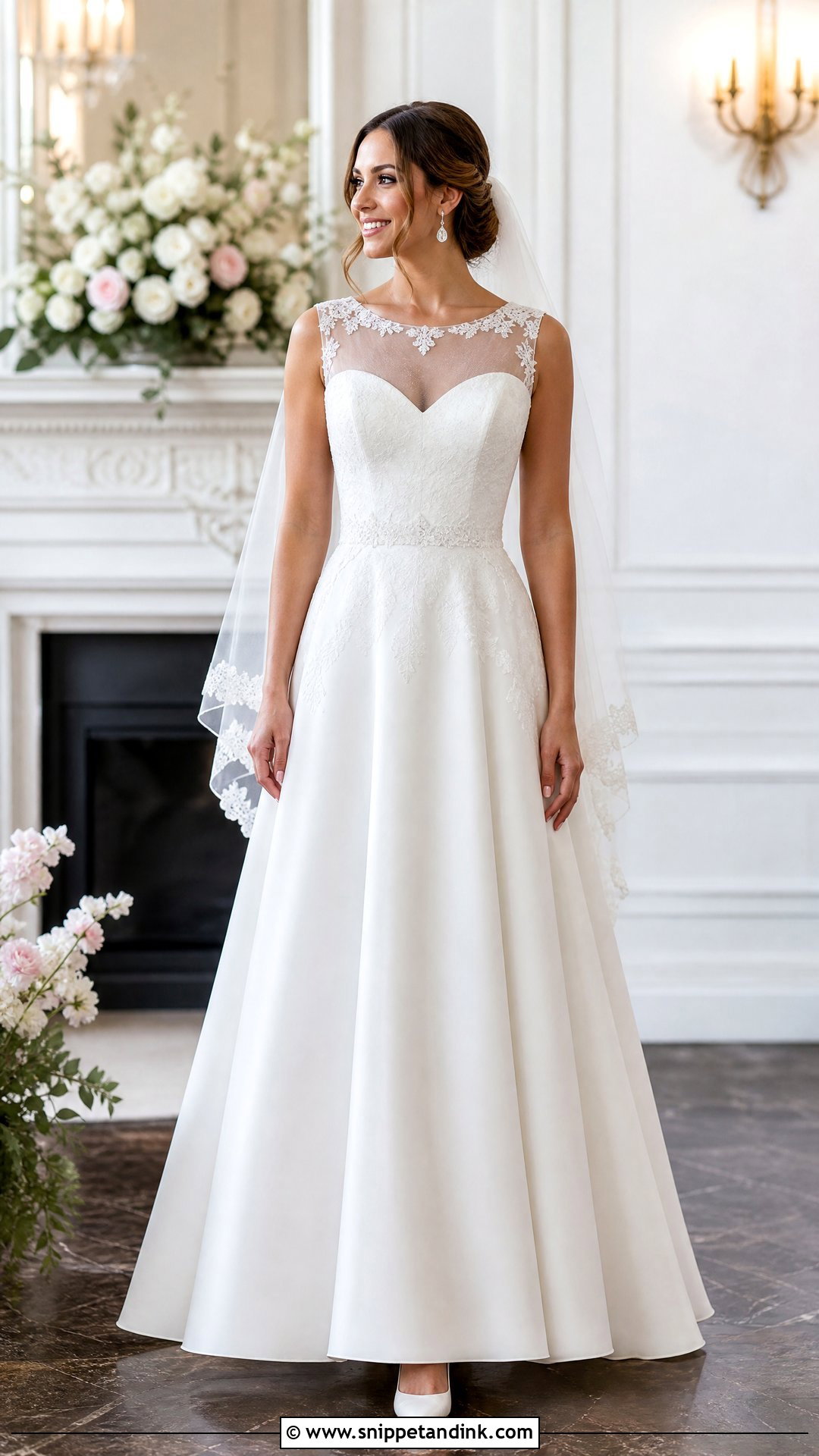 Illusion Scoop Neck Wedding Dress - Snippet and Ink - 20 Illusion Wedding Dress Ideas