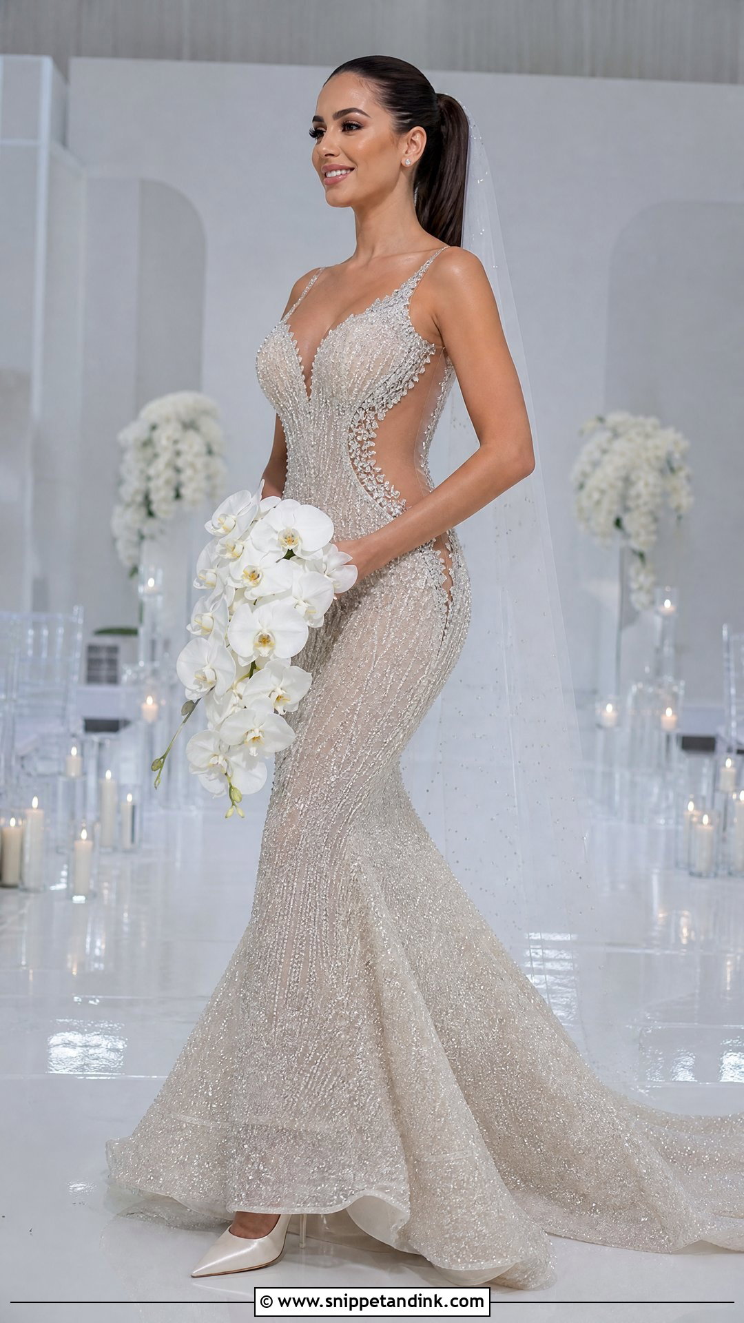 Illusion Side Panel Mermaid Wedding Dress - Snippet and Ink - 20 Sparkly Wedding Dress Mermaid Ideas