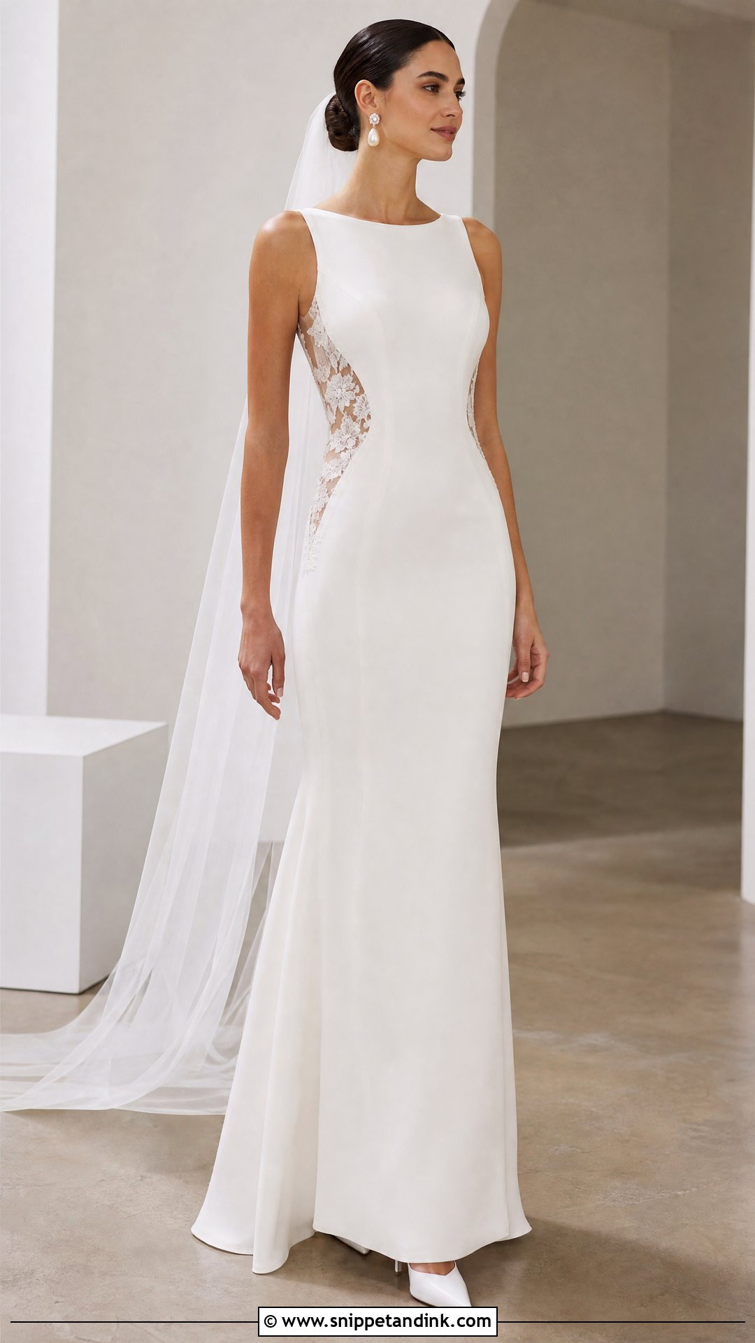 Illusion Side Panel Wedding Dress - Snippet and Ink - 20 Illusion Wedding Dress Ideas