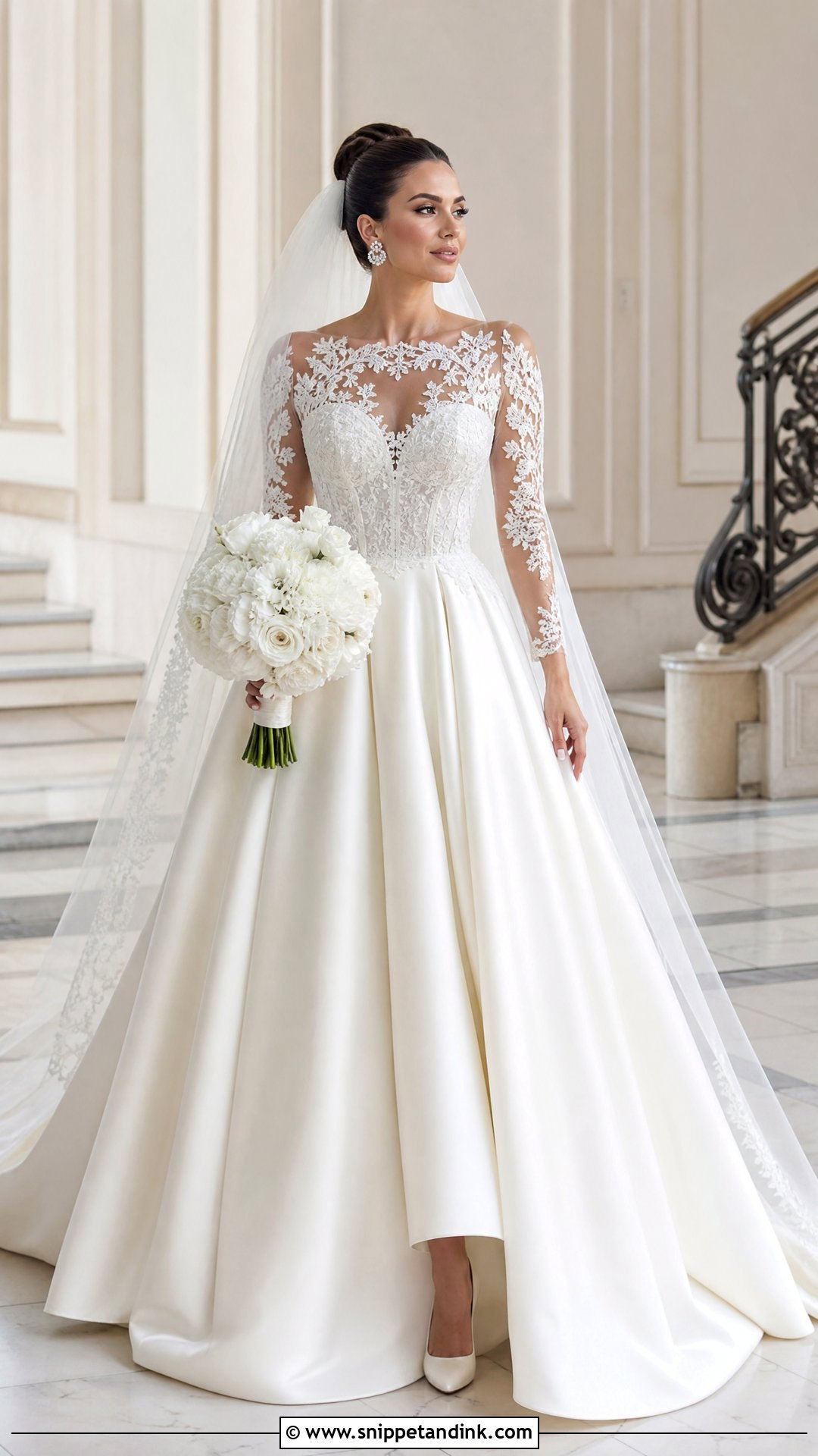 Illusion Sleeve Ball Gown Wedding Dress - Snippet and Ink - 20 Wedding Dress Sheer Sleeves