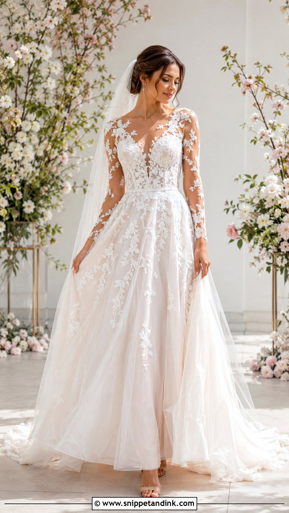 Illusion Sleeve Bridal Gown - Snippet and Ink - 25 Bridal Gowns with Sleeves