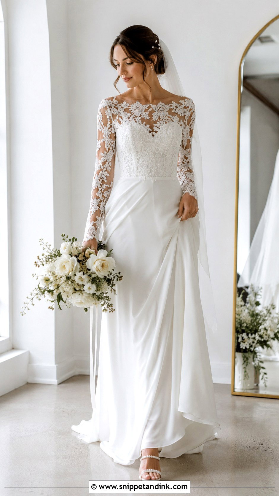 Illusion Sleeve Christian Bridal Gown - Snippet and Ink - 30 Christian Bridal Gown Ideas