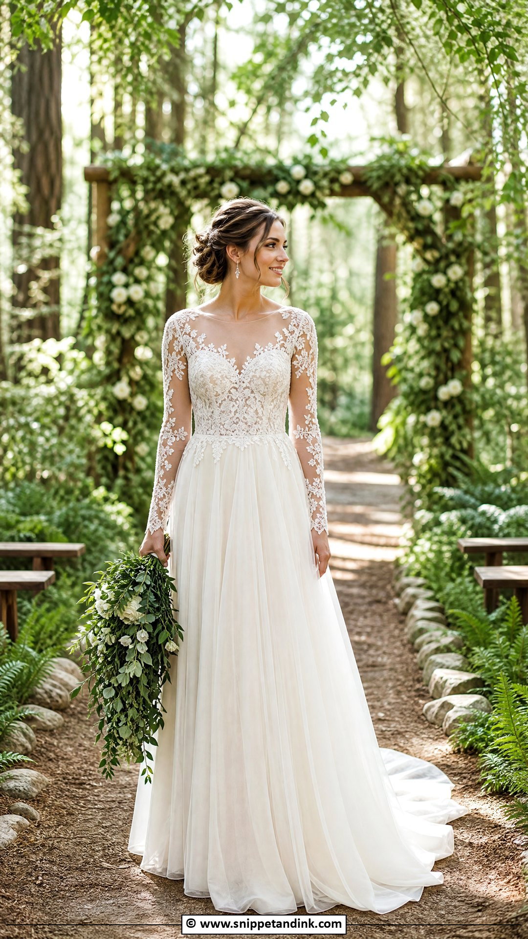 Illusion Sleeve Forest Wedding Dress - Snippet and Ink - 35 Forest Wedding Dress Ideas