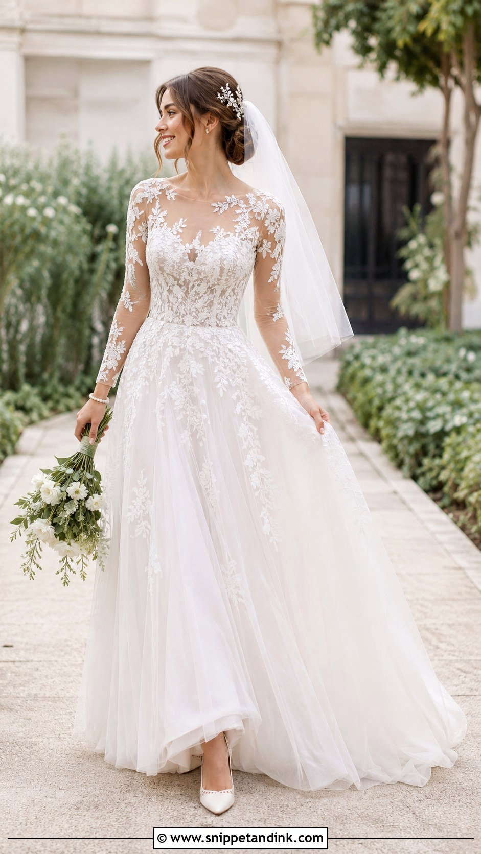 Illusion Sleeve Lace Fairy Wedding Dress - Snippet and Ink - 20 Ethereal Fairy Wedding Dress Ideas