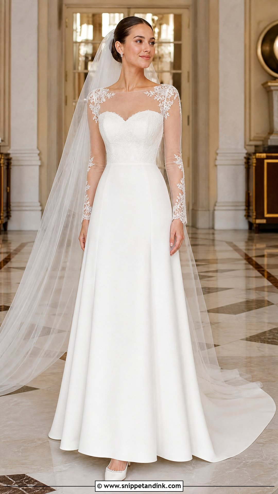 Illusion Sleeve Lace Wedding Dress - Snippet and Ink - 25 Simple Romantic Wedding Dress Ideas