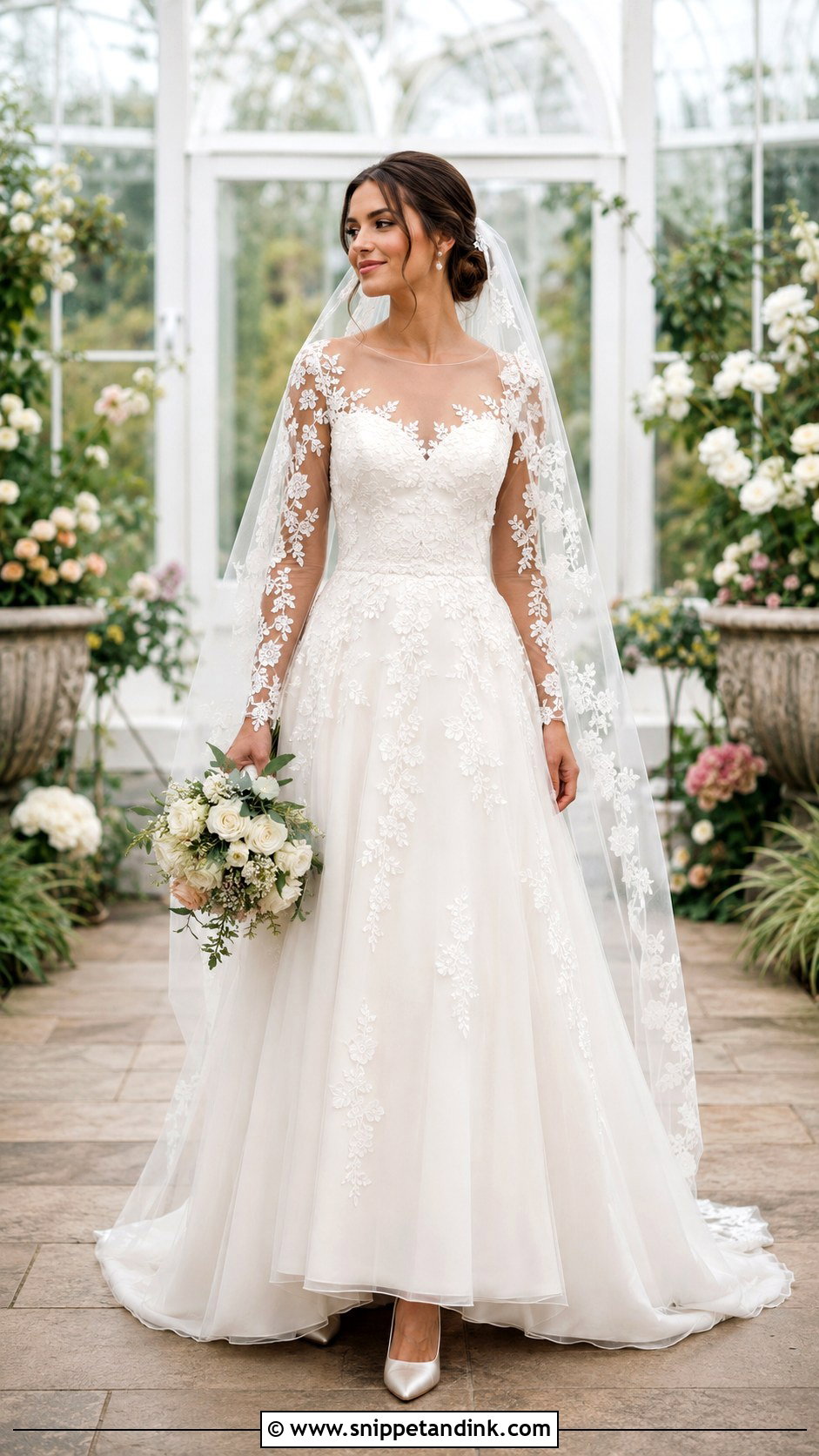 Illusion Sleeve Lace Wedding Dress - Snippet and Ink - 20 Long Sleeve Lace Wedding Dresses