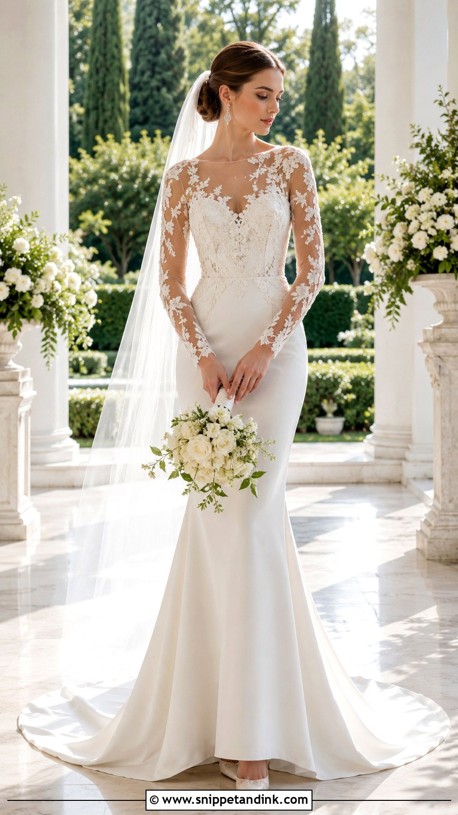 Illusion Sleeve Mermaid Bridal Gown - Snippet and Ink - 20 Mermaid Bridal Gowns
