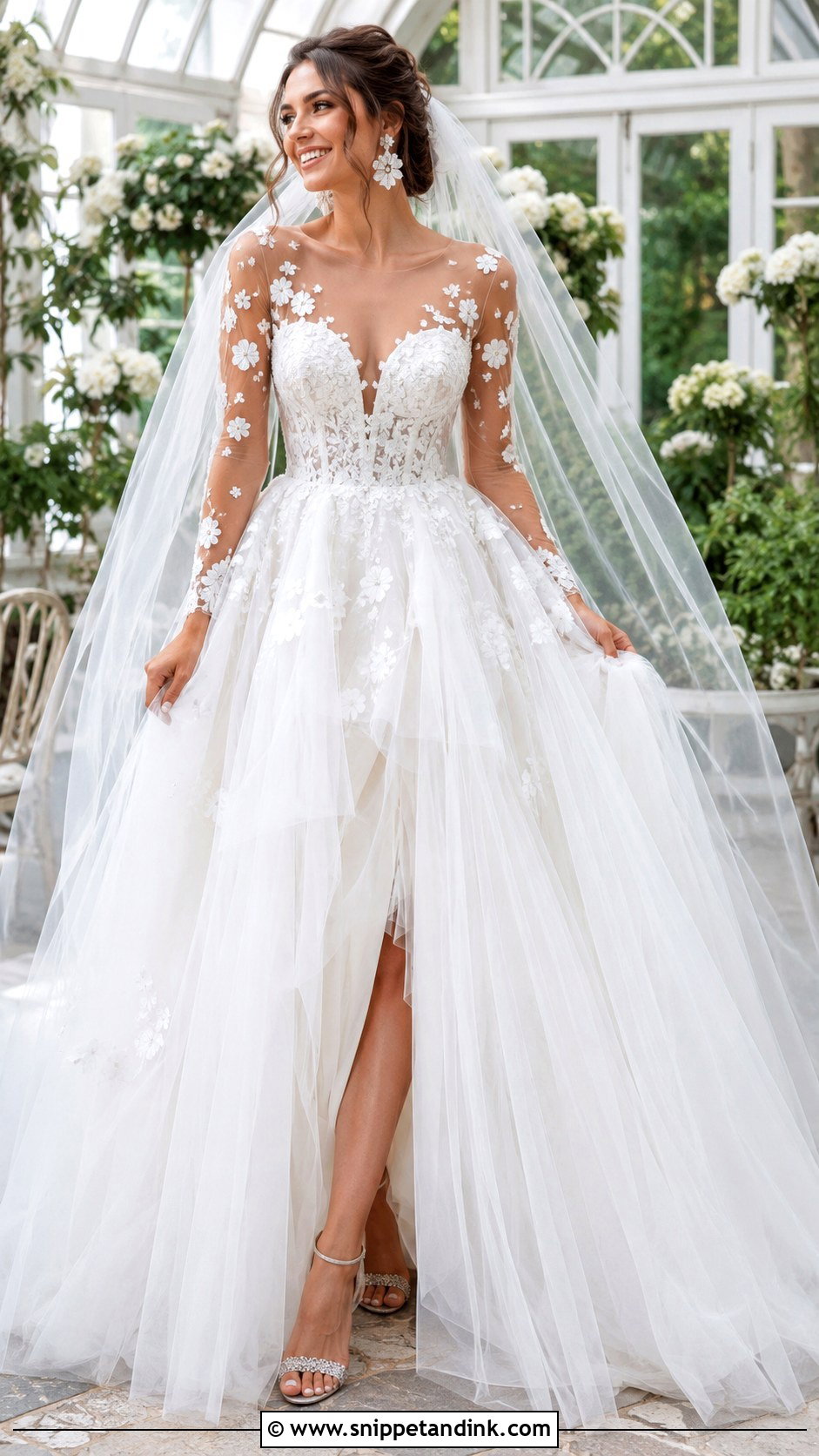 Illusion Sleeve Princess Wedding Dress - Snippet and Ink - 20 Princess Wedding Dresses with Sleeves