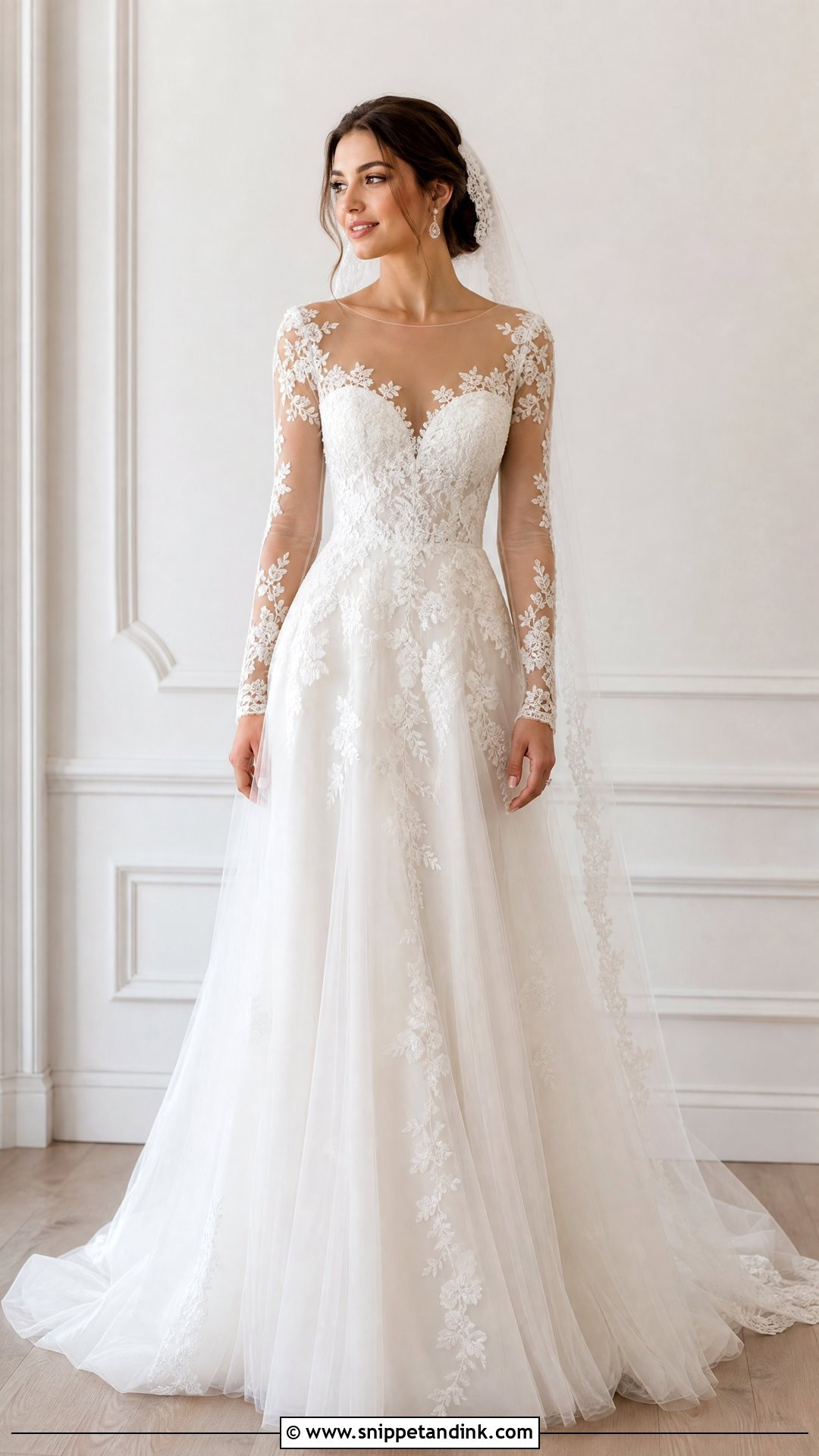 Illusion Sleeve Wedding Dress - Snippet and Ink - 25 Timeless Wedding Dresses with Sleeves