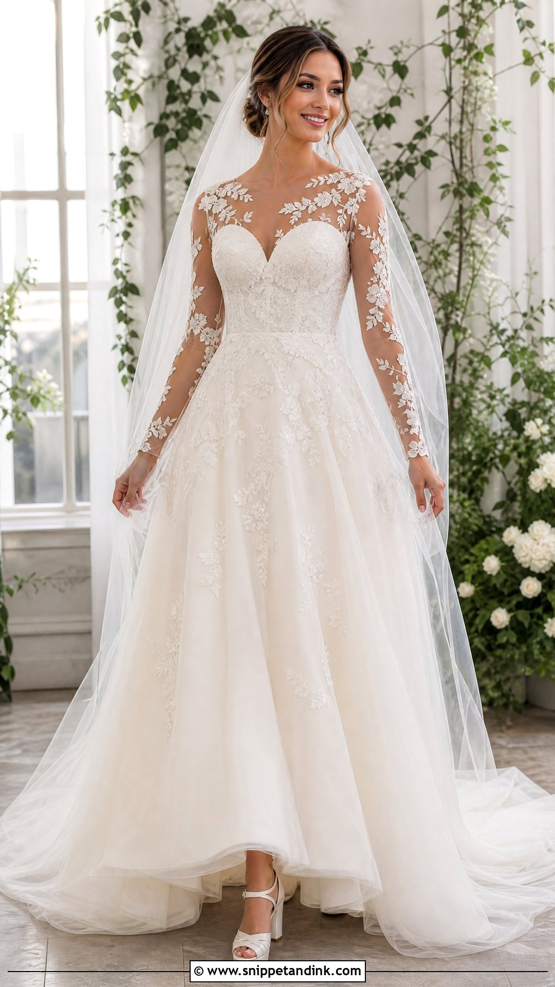 Illusion Sleeve Wedding Dress - Snippet and Ink - 20 Timeless Wedding Dress Long Sleeve Ideas