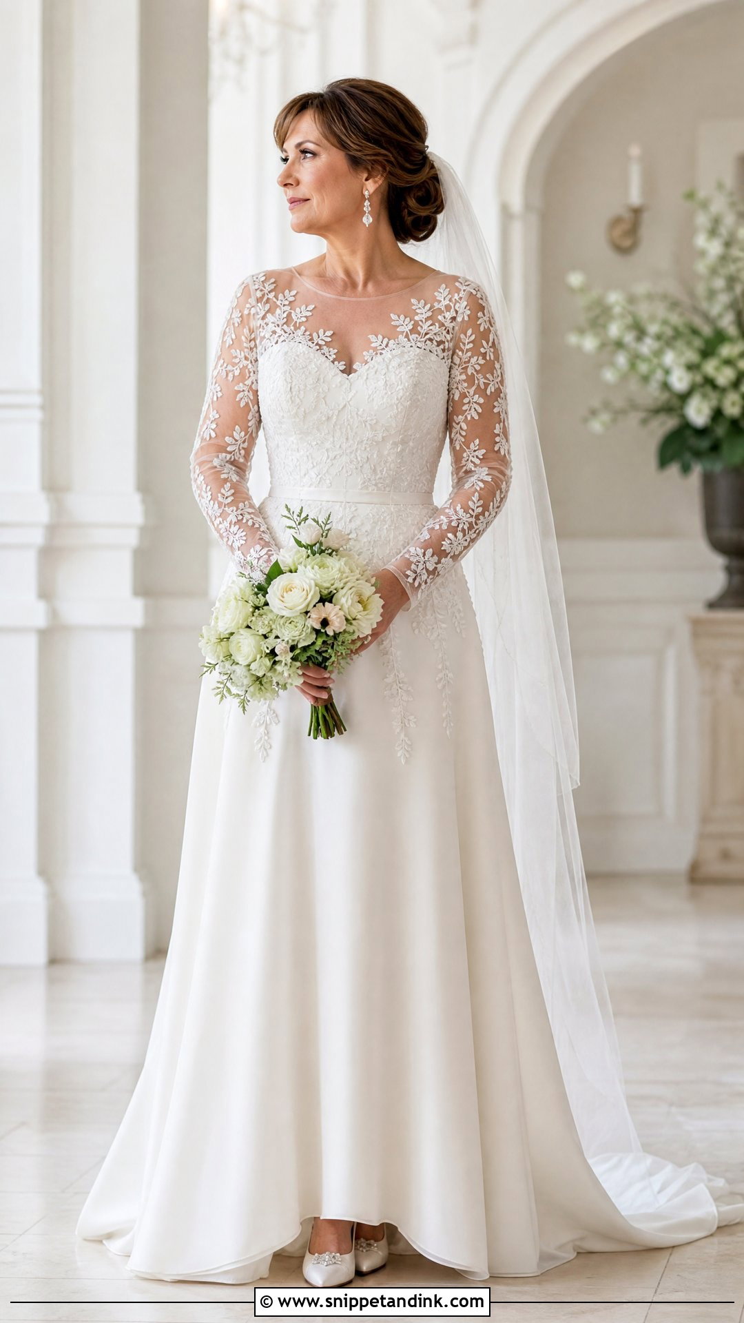 Illusion Sleeve Wedding Dress - Snippet and Ink - 20 Wedding Dress for 50 Year Old Bride Ideas