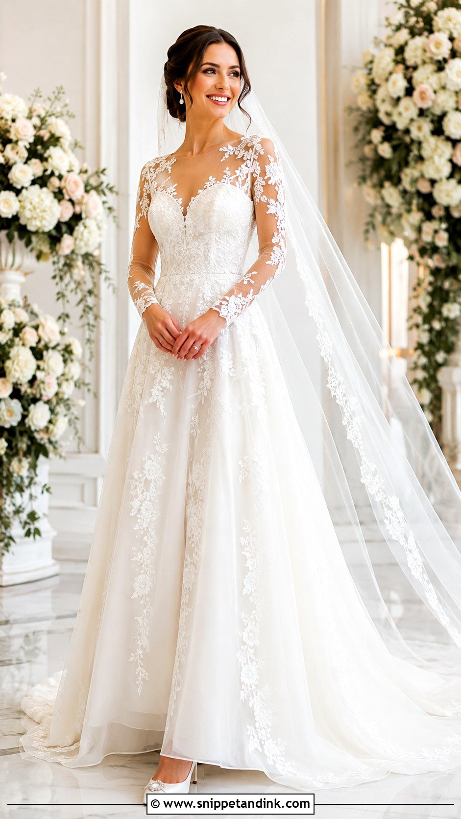 Illusion Sleeve Wedding Dress - Snippet and Ink - 25 Classic Elegant Wedding Dresses