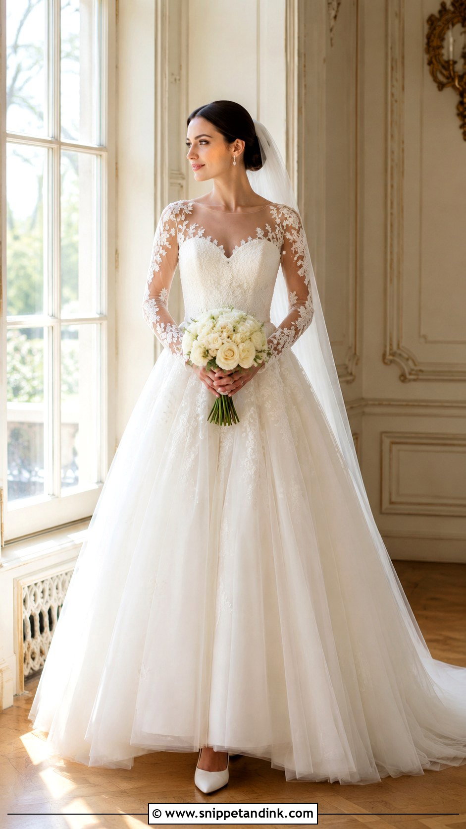 Illusion Sleeve Wedding Dress Ballgown - Snippet and Ink - 20 Luxury Wedding Dress Ballgown Ideas