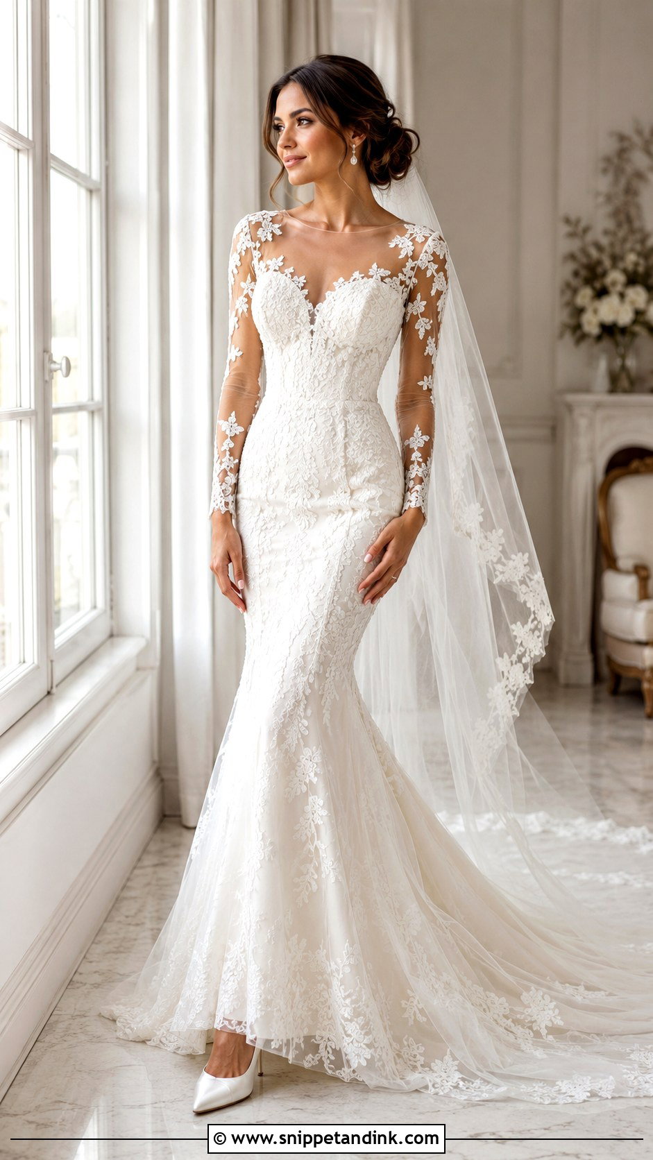 Illusion Sleeves for a Wedding Dress - Snippet and Ink - 20 Adding Sleeves to Wedding Dress