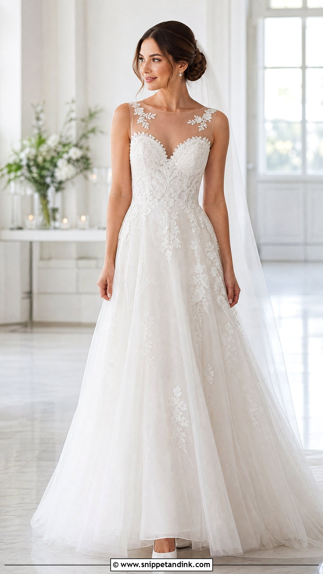 Illusion Sweetheart Wedding Dress - Snippet and Ink - 20 Sweetheart Neck Wedding Dress Ideas