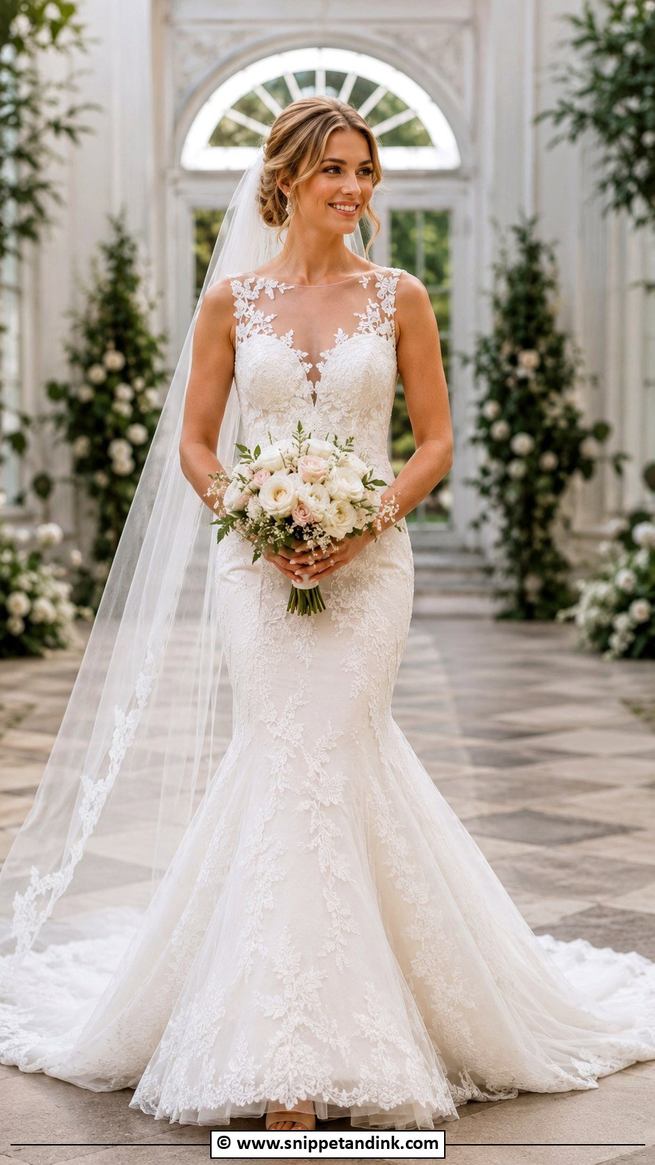 Illusion Trumpet Wedding Dress - Snippet and Ink - 30 Trumpet Wedding Dress Ideas