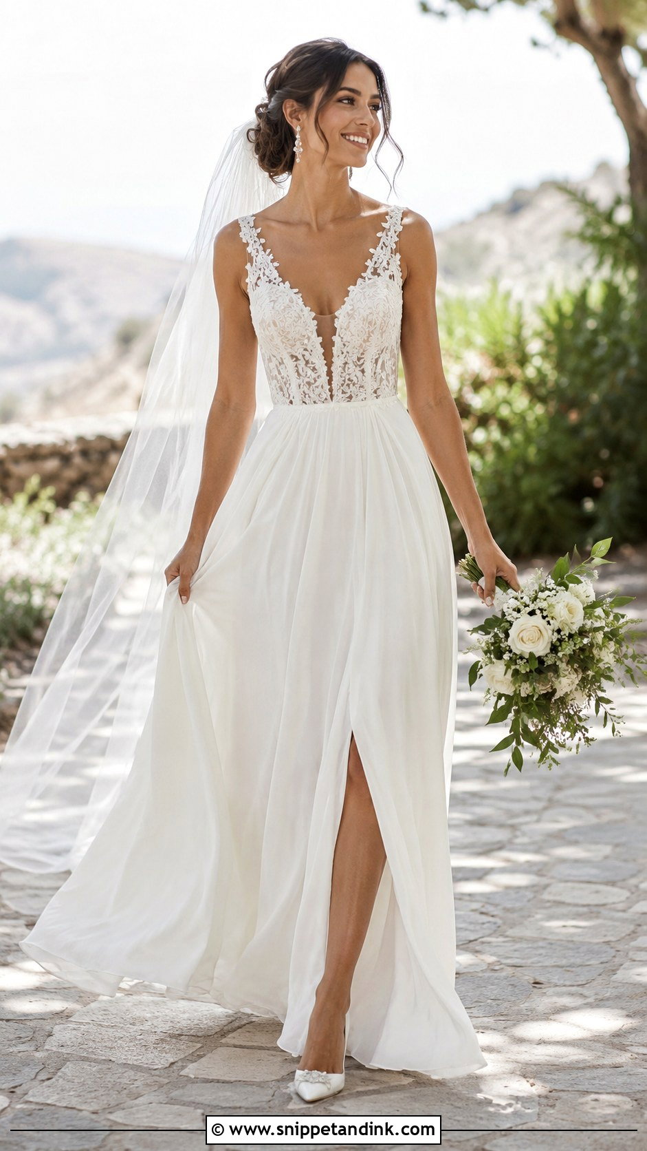 Illusion V Neck Wedding Dress - Snippet and Ink - 25 Illusion Neckline Wedding Dress Ideas