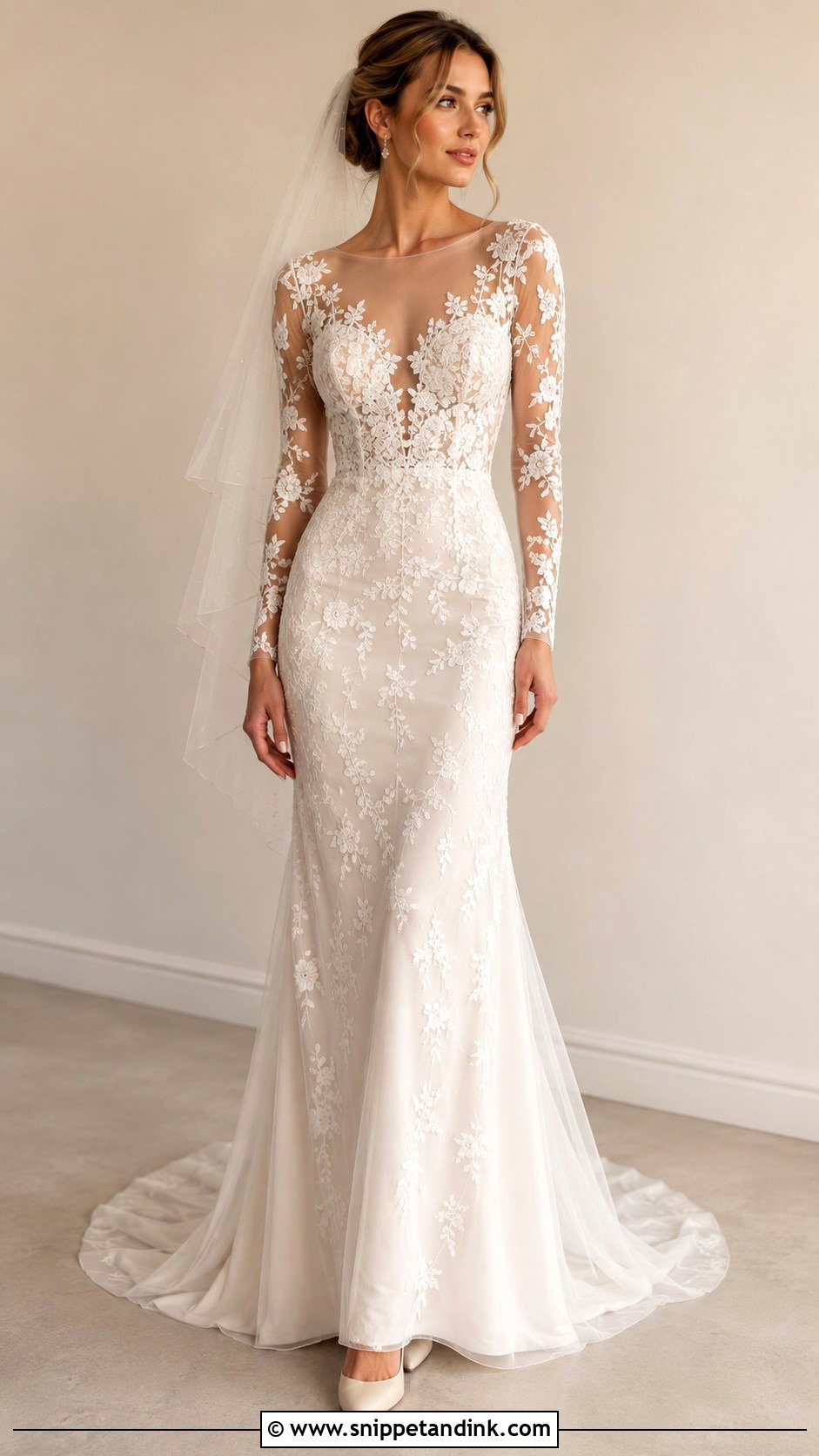Illusion Wedding Dress With Long Sleeves - Snippet and Ink - 25 Wedding Dress with Long Sleeves
