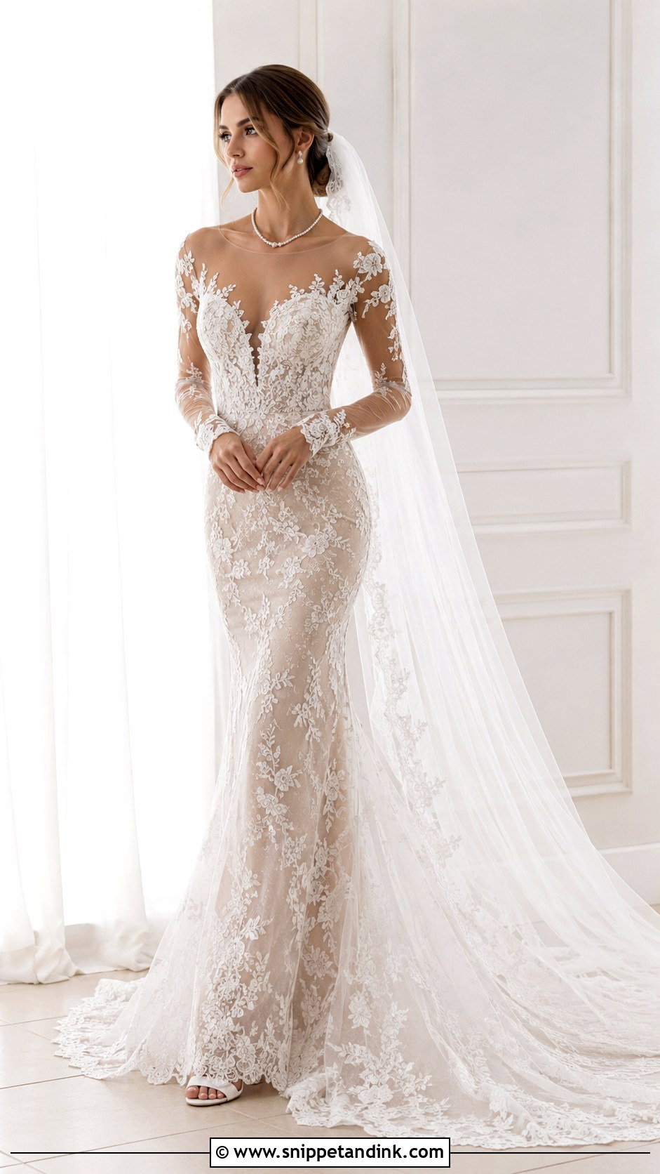 Illusion Wedding Dress With Long Train - Snippet and Ink - 25 Long Train Wedding Dress Ideas