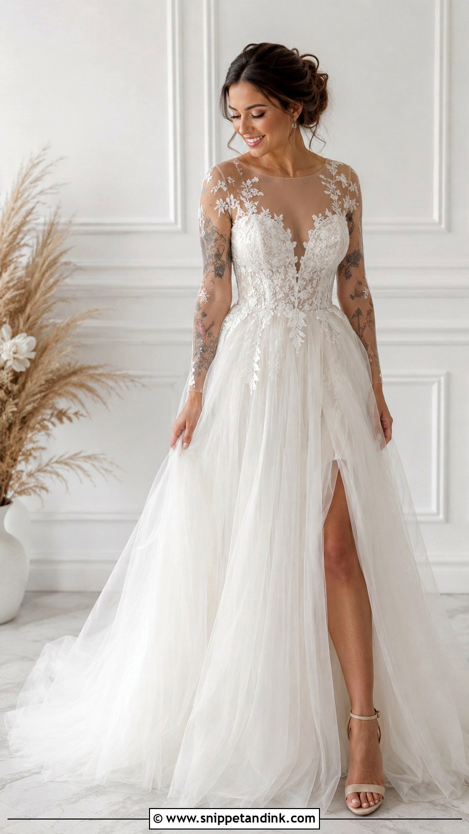 Illusion Wedding Dress With Tattoos - Snippet and Ink - 25 Wedding Dress with Tattoos Ideas