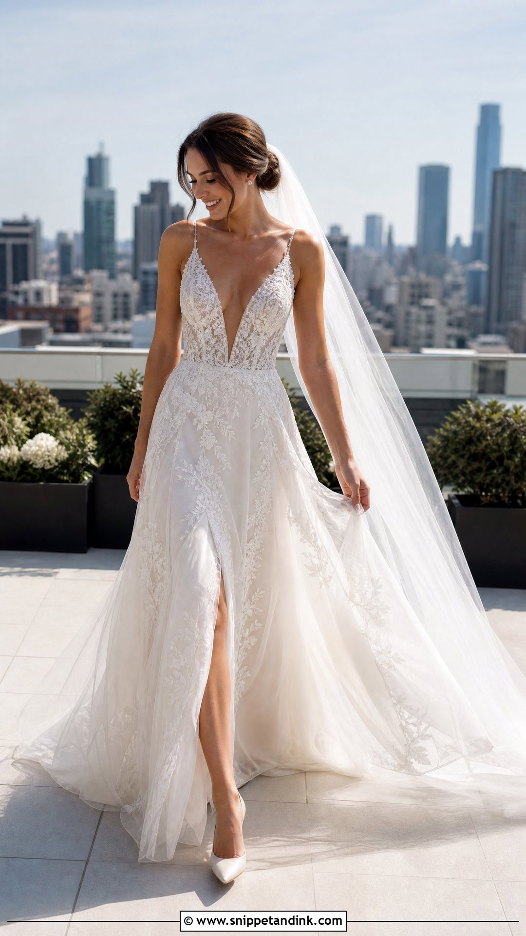 Inbal Dror Deep V Neck Wedding Dress - Snippet and Ink - 20 Inbal Dror Wedding Dresses