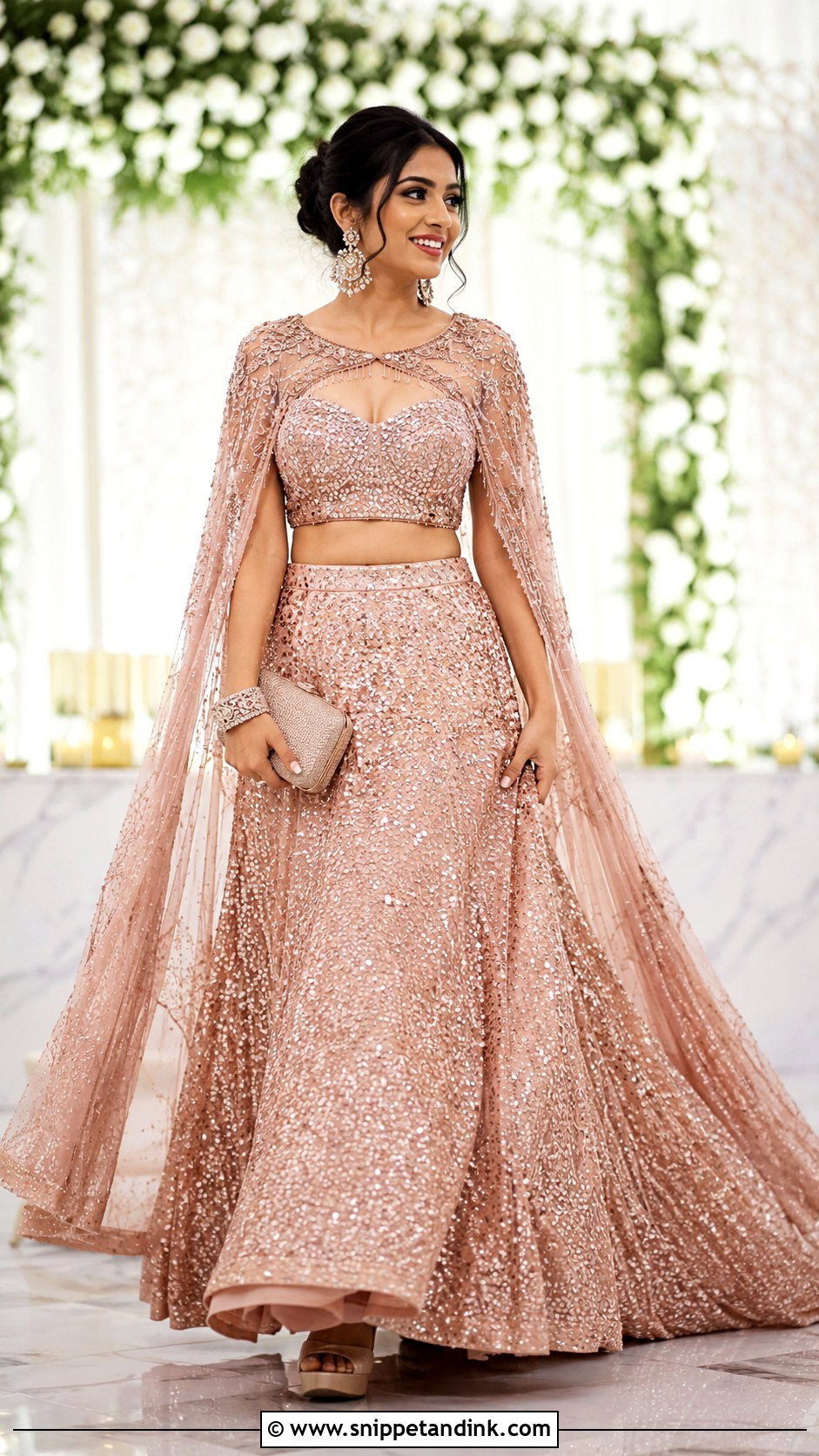 Indian Bridal Cape Lehenga - Snippet and Ink - 20 Indian Wedding Outfits for Bride