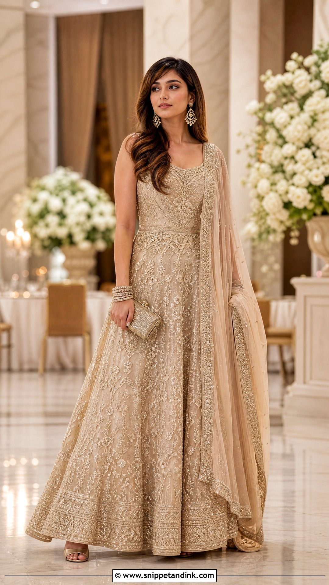 Indian Bridal Gown With Dupatta - Snippet and Ink - 20 Indian Bride Wedding Dress Ideas