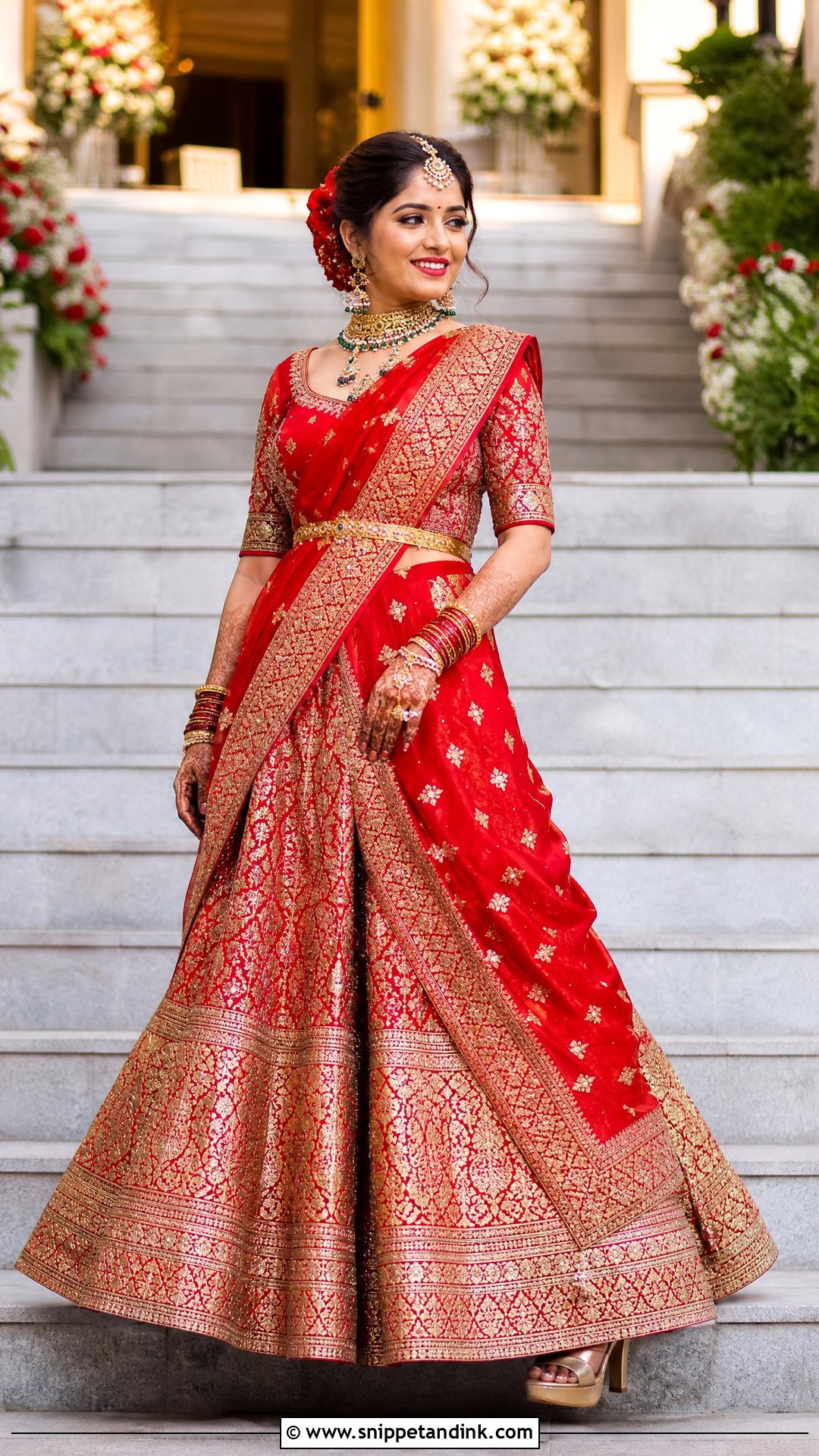 Indian Bridal Lehenga Saree With Belt - Snippet and Ink - 20 Indian Bride Wedding Dress Ideas