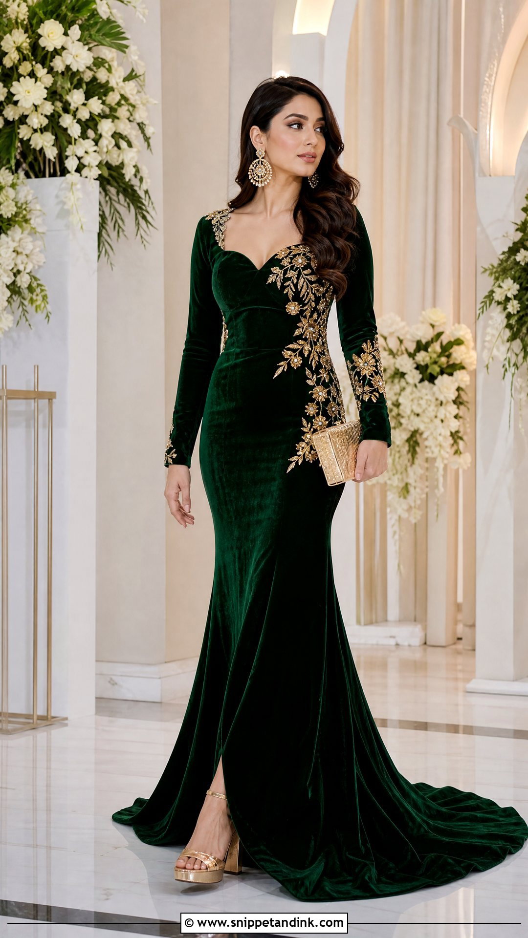 Indian Fish Cut Gown In Emerald Green - Snippet and Ink - 25 Indian Fish Cute Gown Ideas