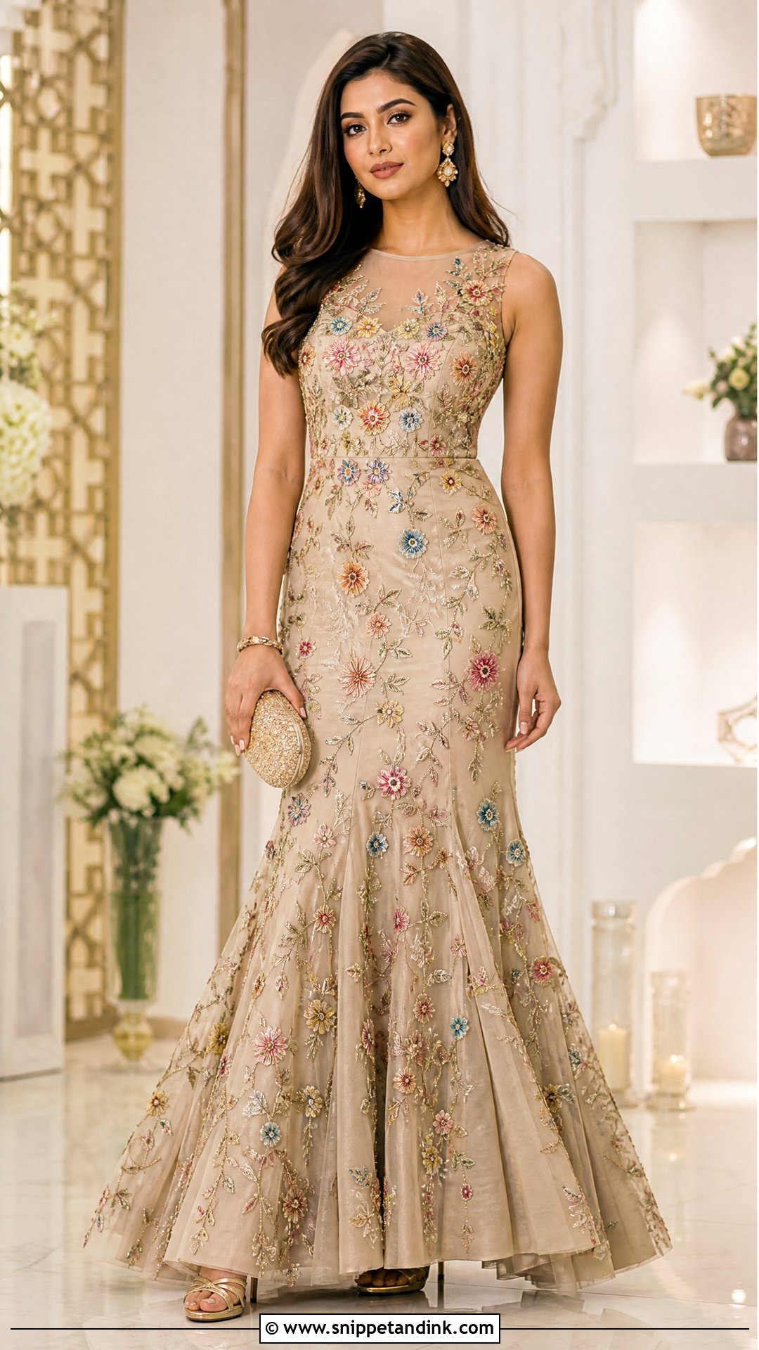 Indian Fish Cut Gown With Embroidery - Snippet and Ink - 25 Indian Fish Cute Gown Ideas