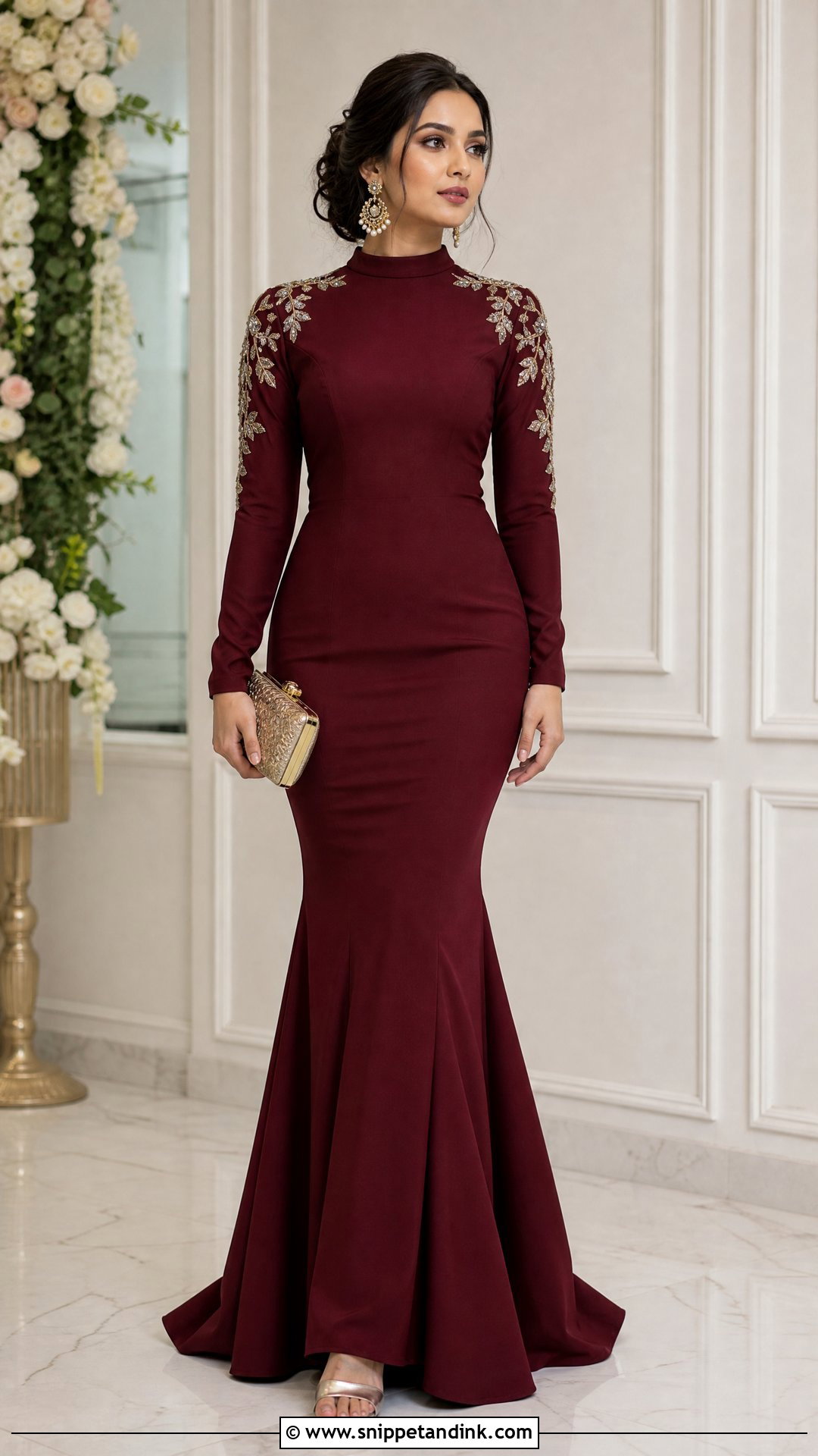 Indian Fish Cut Gown With High Neck - Snippet and Ink - 25 Indian Fish Cute Gown Ideas