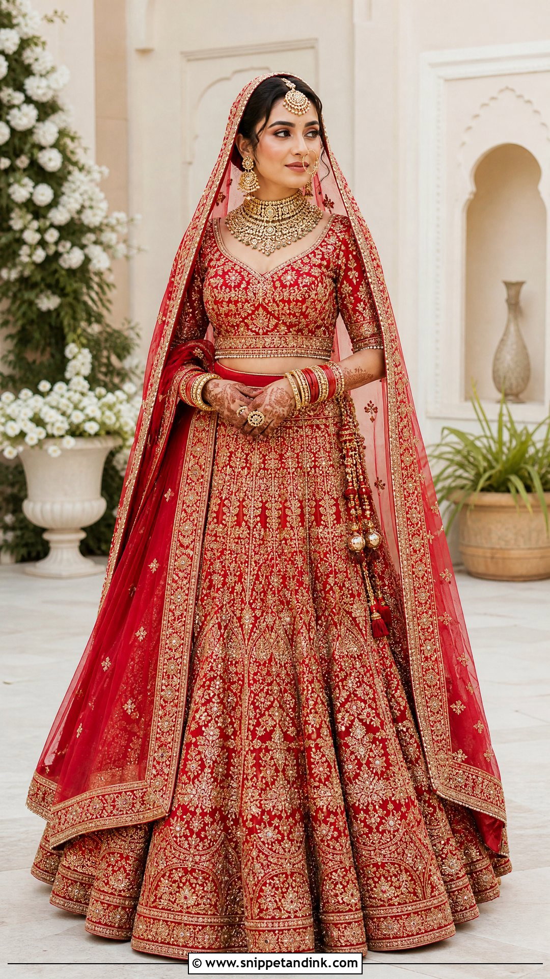 Indian Red Lehenga Bridal Dress - Snippet and Ink - 20 Traditional Bridal Dresses