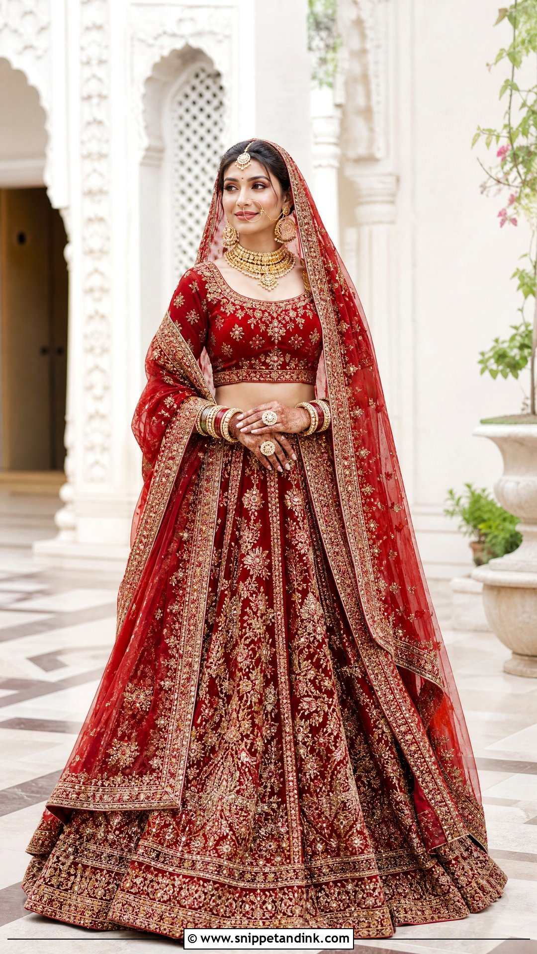 Indian Red Lehenga Bridal Outfit - Snippet and Ink - 20 Traditional Marriage Dress Ideas