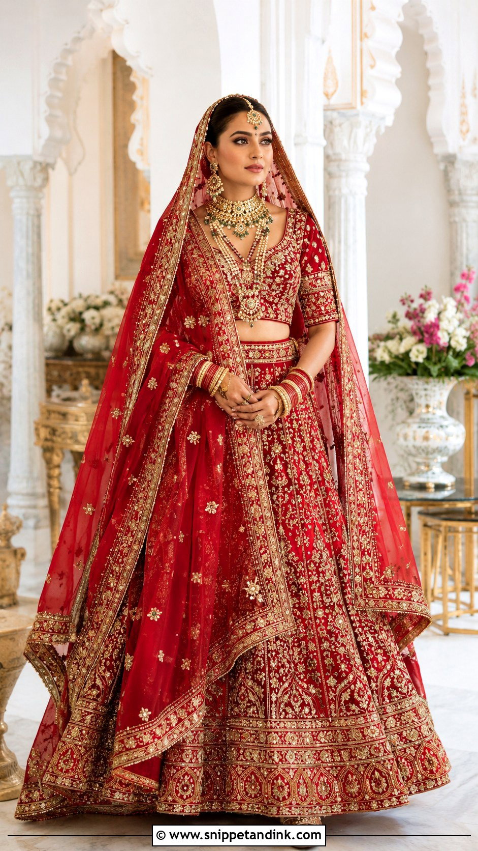 Indian Red Lehenga Wedding Dress - Snippet and Ink - 30 Traditional Wedding Dresses