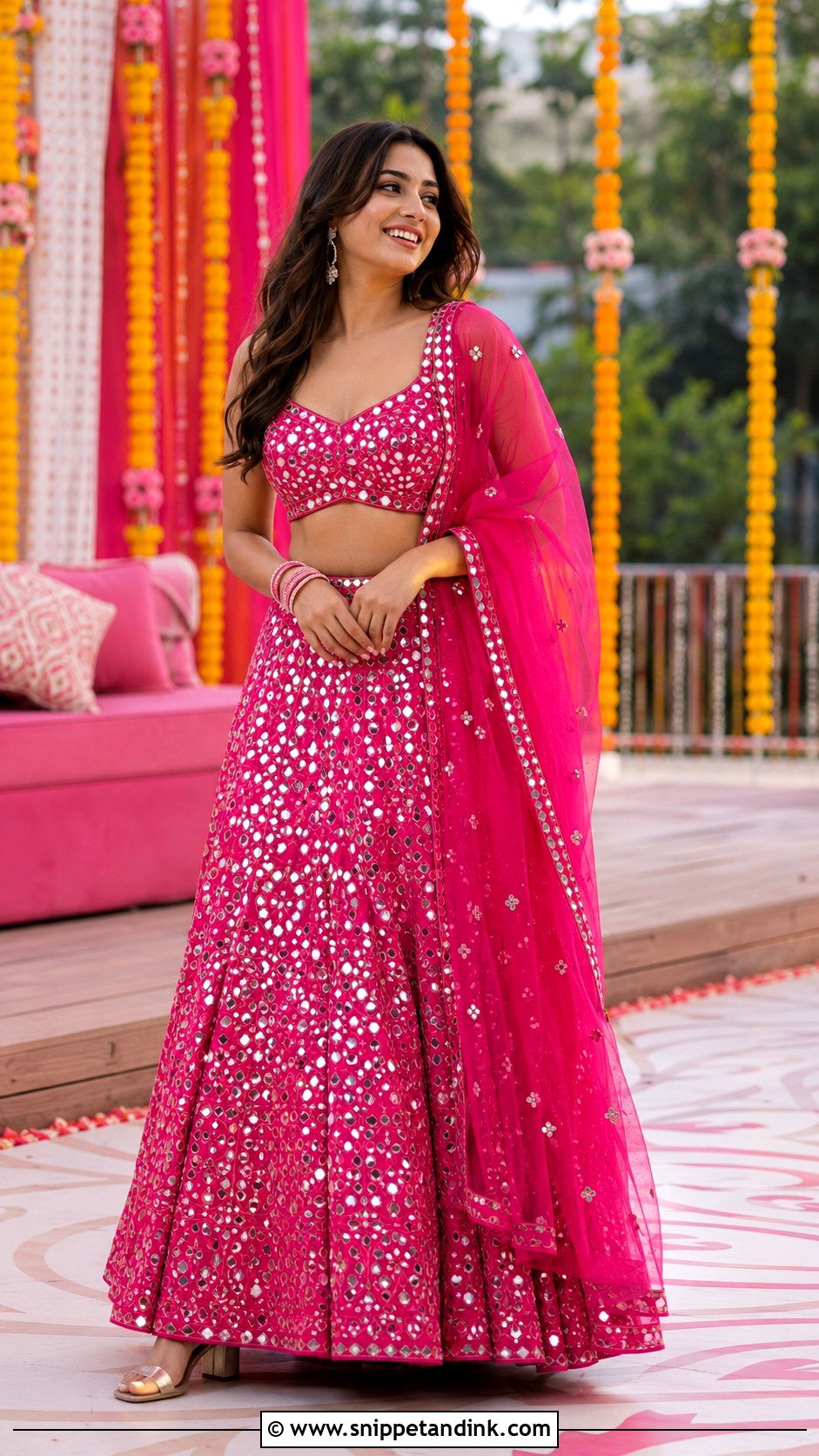 Indian Wedding Mirror Work Lehenga - Snippet and Ink - 30 Indian Dresses for Wedding