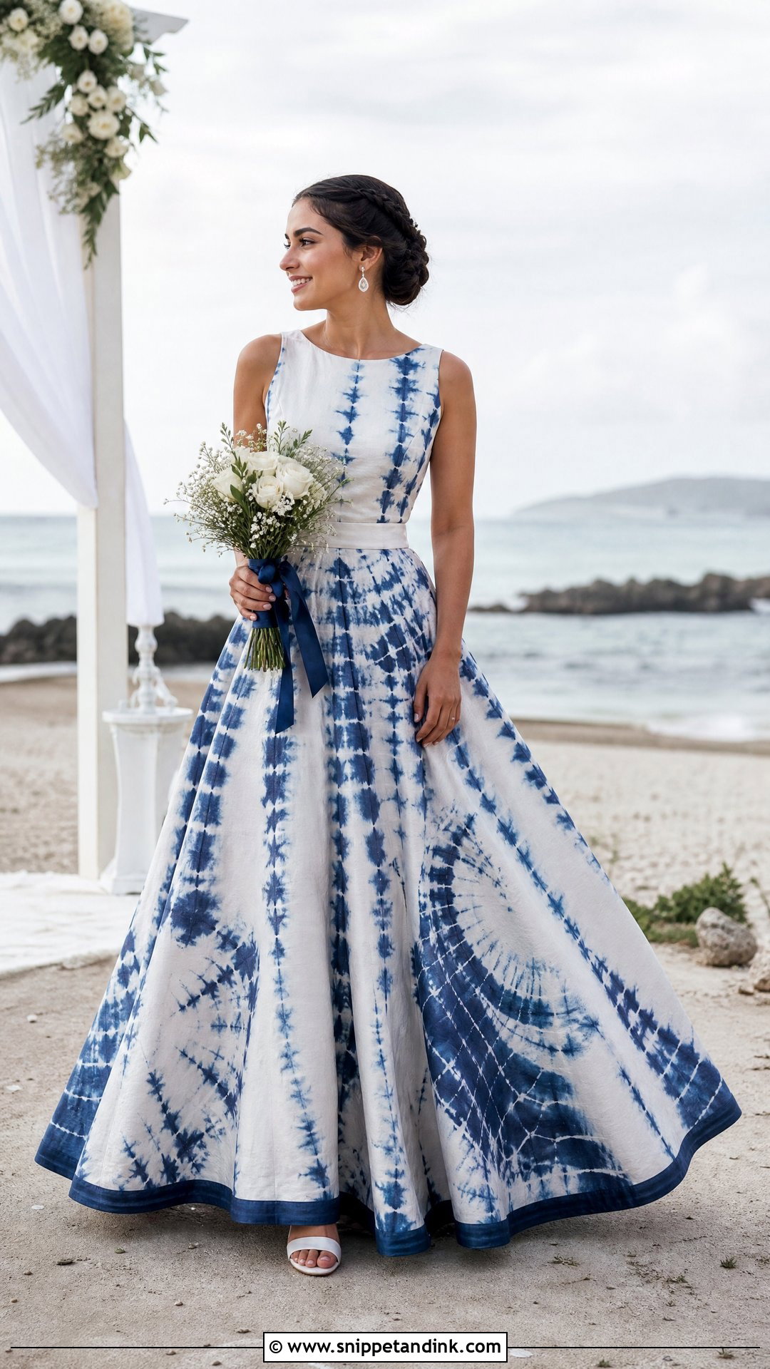 Indigo Shibori Tie Dye Wedding Dress - Snippet and Ink - 20 Tie Dye Wedding Dress Ideas