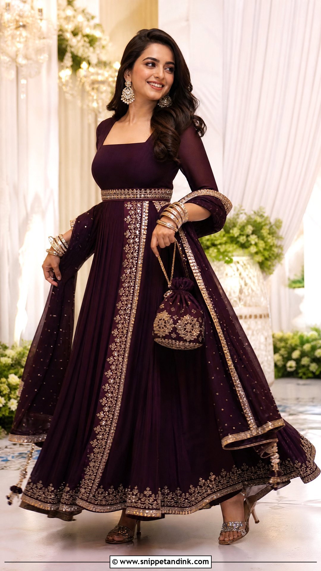 Indo Western Anarkali Gown With Belt - Snippet and Ink - 25 Indo Western Bridal Sangeet Outfit Ideas