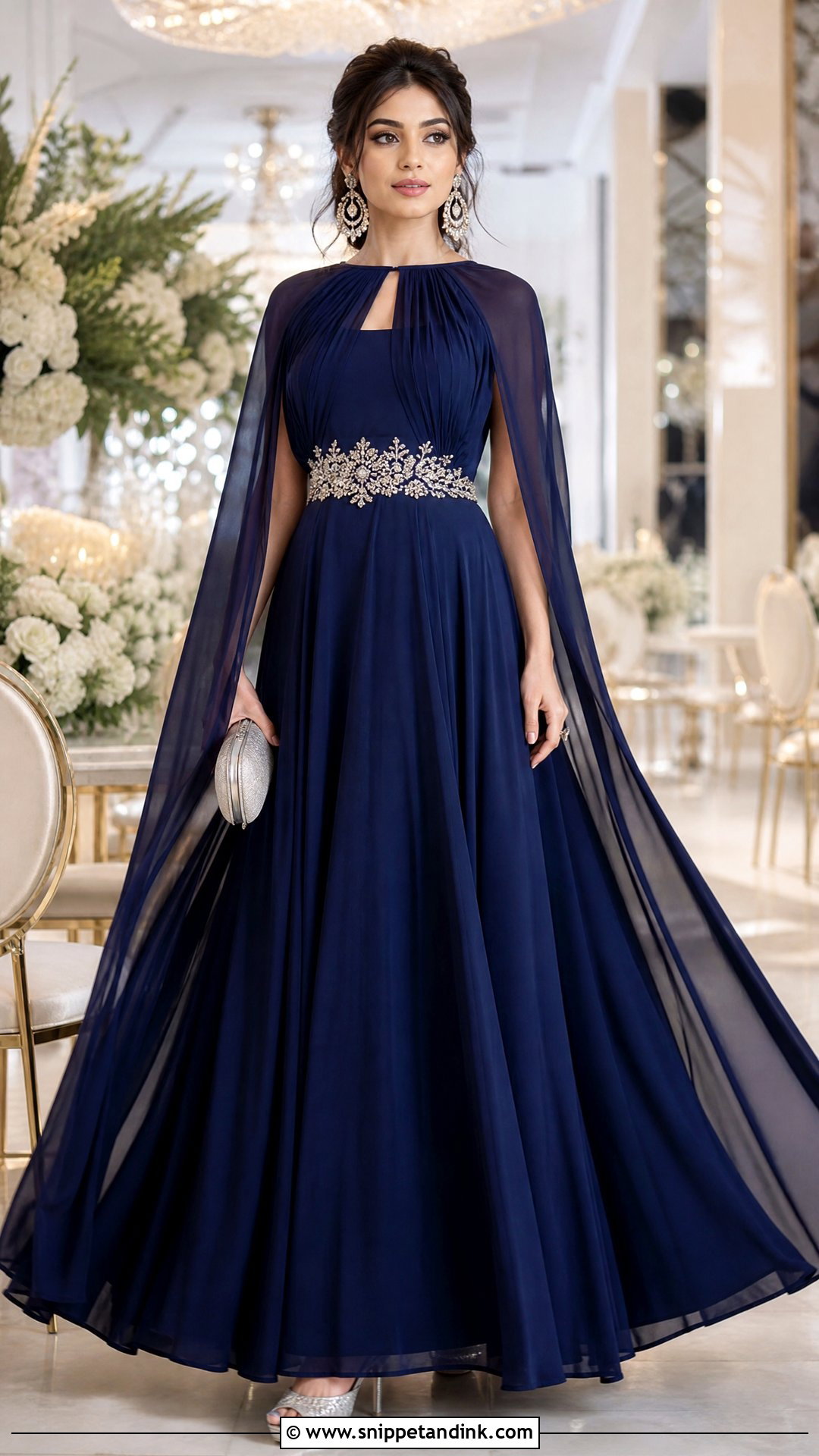 Indo Western Anarkali Gown With Cape - Snippet and Ink - 25 Indo Western Party Wear Dress Indian Weddings Ideas