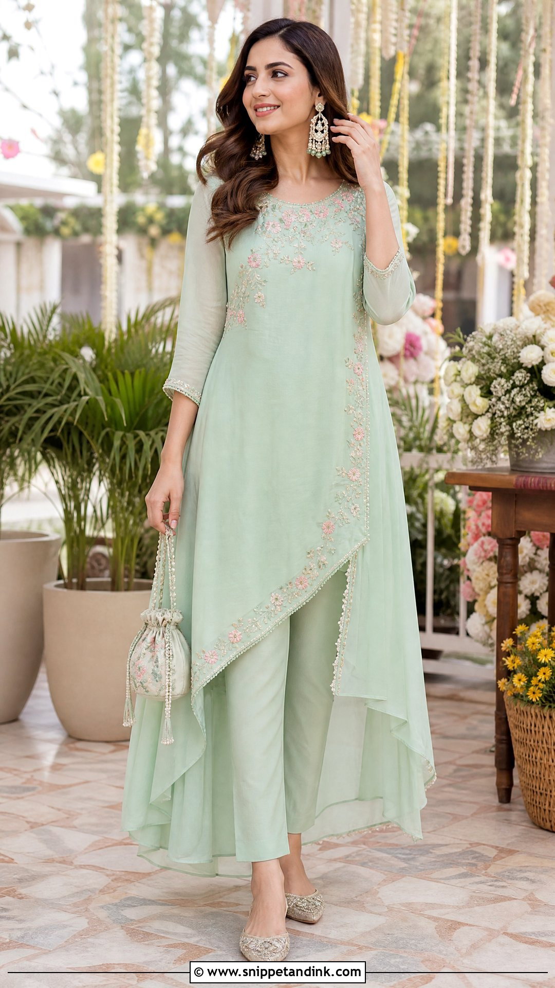 Indo Western Asymmetrical Kurta And Trousers - Snippet and Ink - 25 Indo Western Party Wear Dress Indian Weddings Ideas