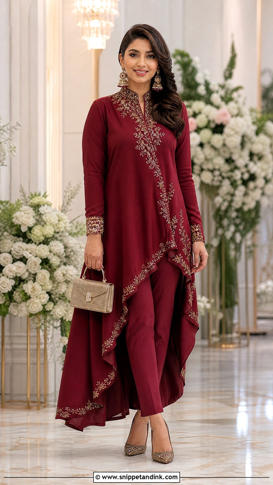 Indo Western Asymmetrical Kurta With Pants - Snippet and Ink - 25 Indo Western Bridal Sangeet Outfit Ideas