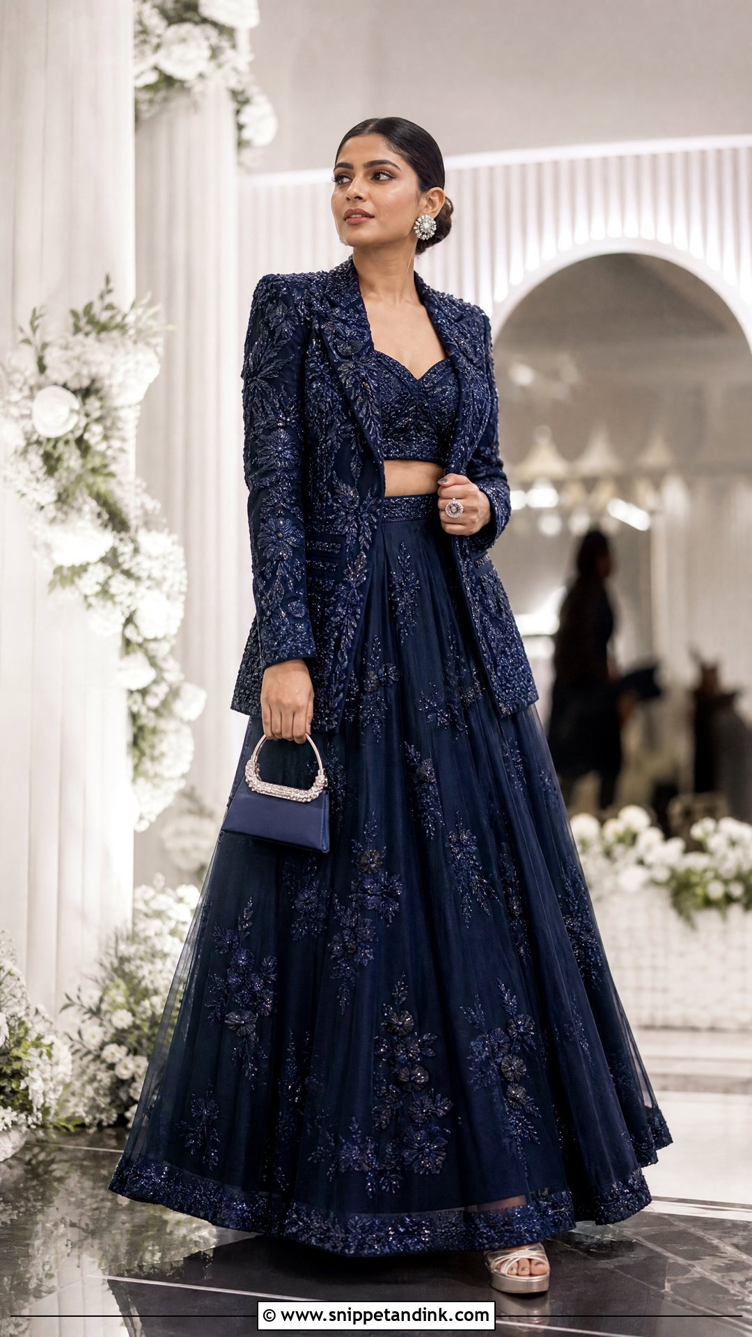 Indo Western Blazer With Lehenga Skirt - Snippet and Ink - 25 Indo Western Bridal Sangeet Outfit Ideas