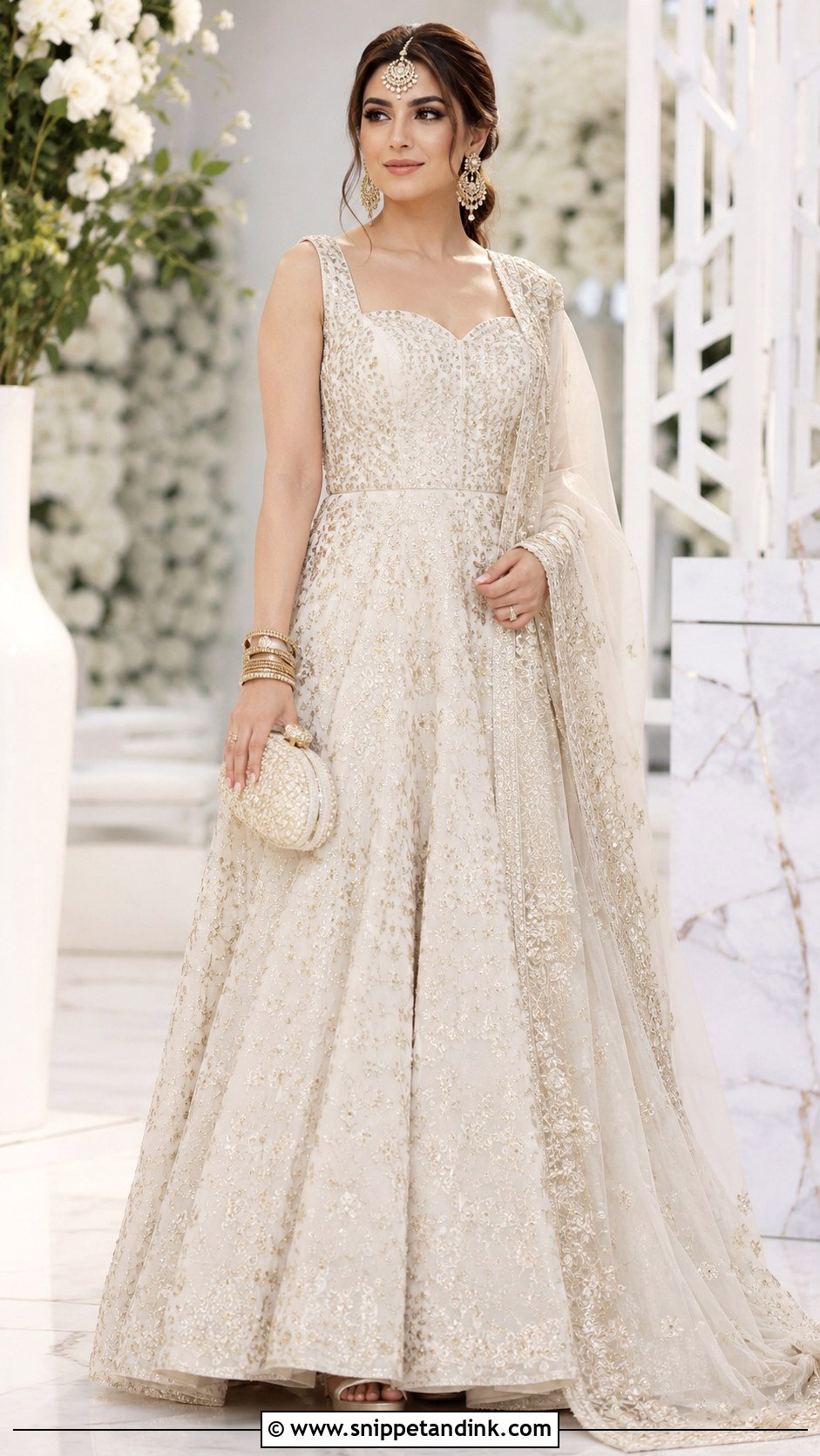 Indo Western Bridal Gown With Dupatta - Snippet and Ink - 20 South Asian Wedding Dress Ideas