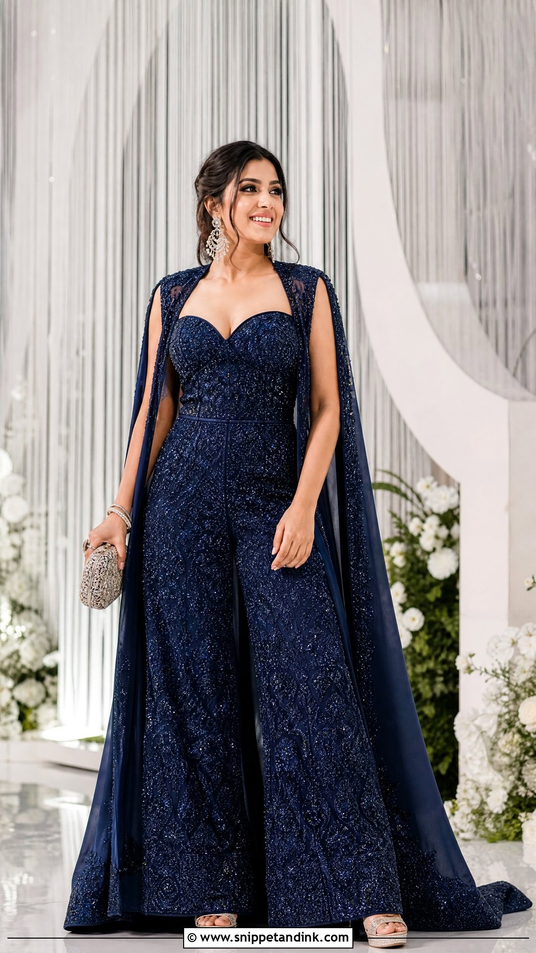 Indo Western Bridal Jumpsuit With Cape - Snippet and Ink - 25 Indo Western Bridal Sangeet Outfit Ideas