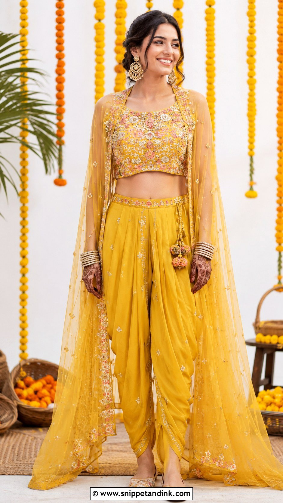 Indo Western Bridal Mehndi Dress - Snippet and Ink - 30 Bridal Mehndi Dresses Ideas