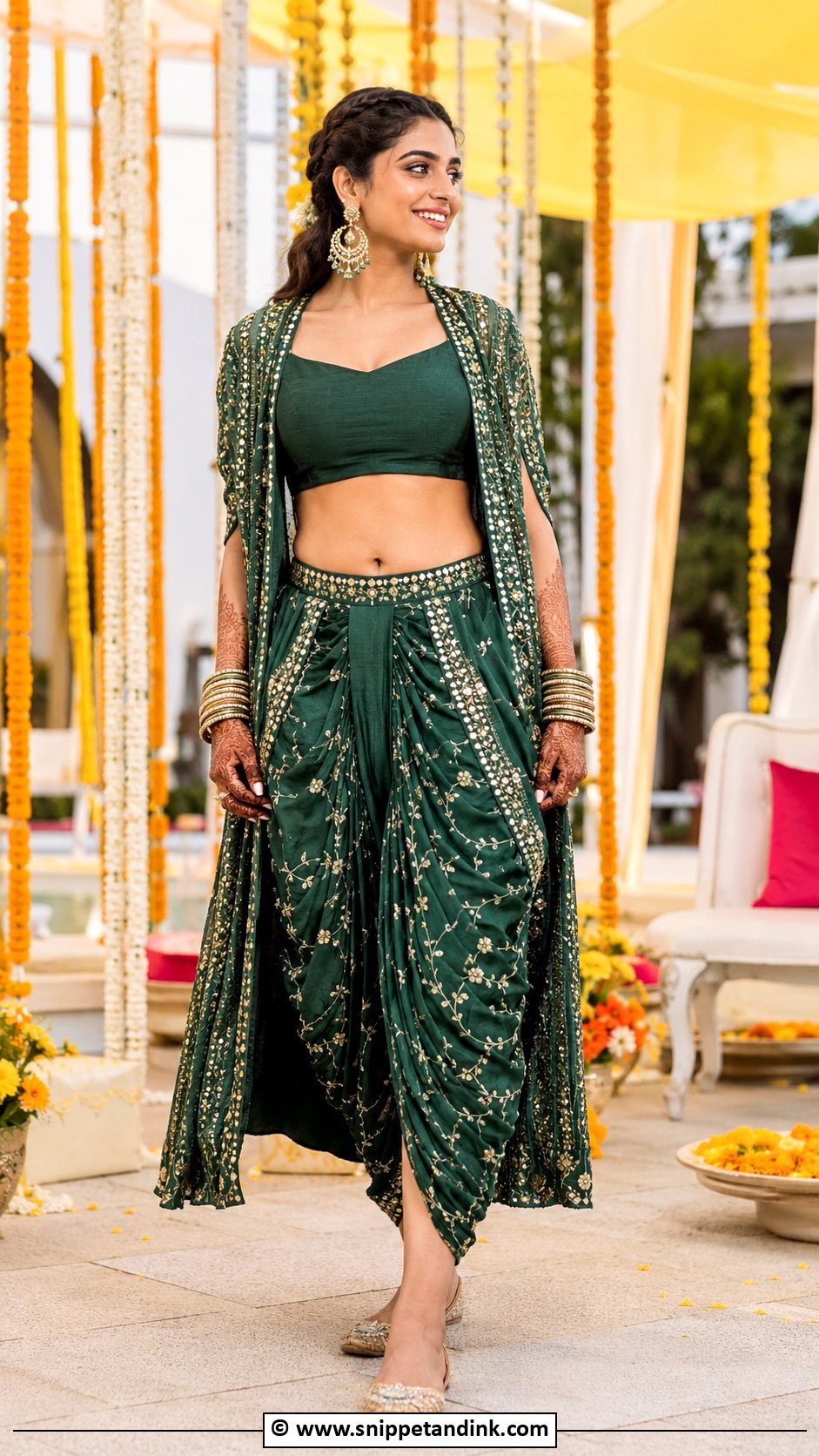 Indo Western Bridal Mehndi Outfit - Snippet and Ink - 25 Indian Bridal Mehndi Outfit Ideas
