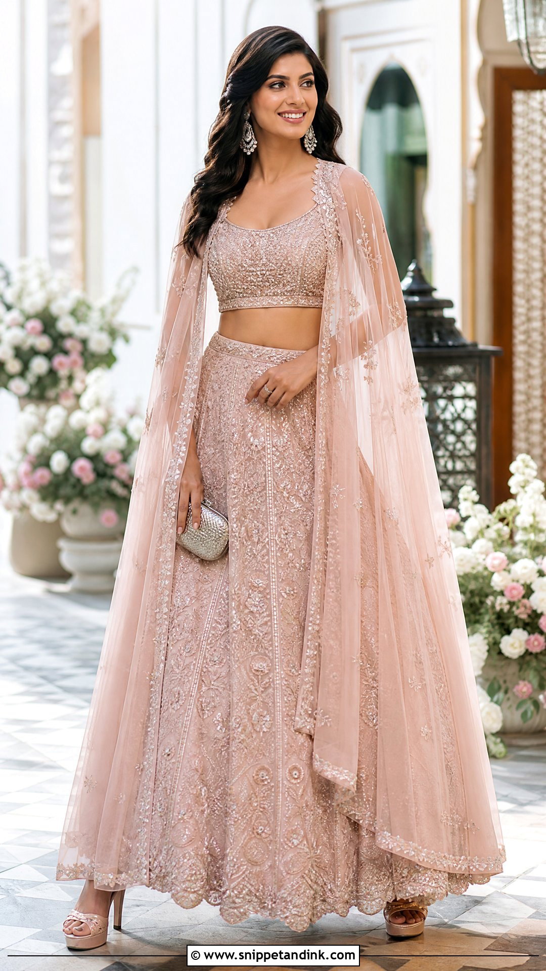 Indo Western Cape Lehenga - Snippet and Ink - 25 Indo Western Party Wear Dress Indian Weddings Ideas