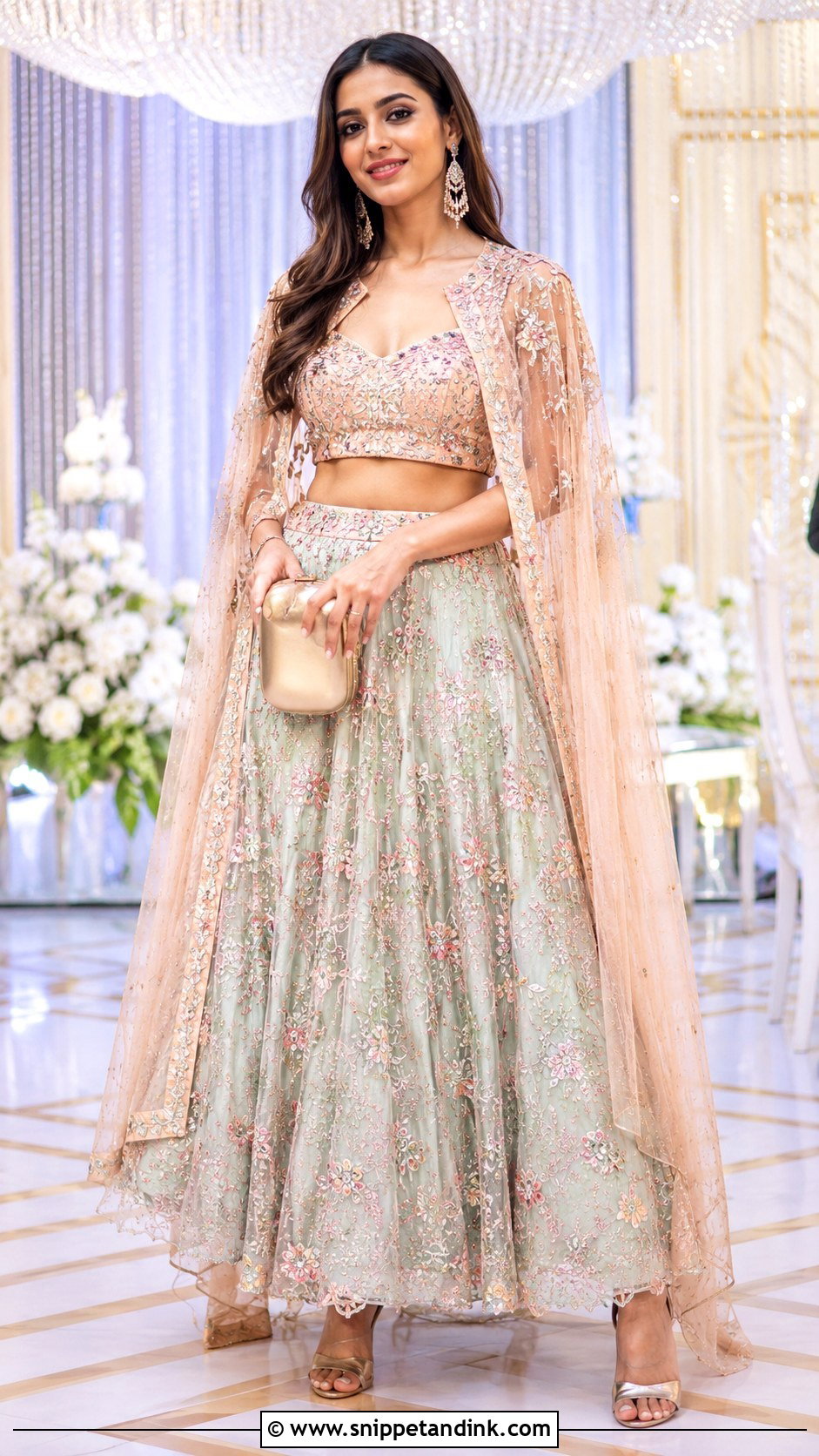 Indo Western Cape Lehenga Outfit - Snippet and Ink - 30 Indo Western Wedding Outfits