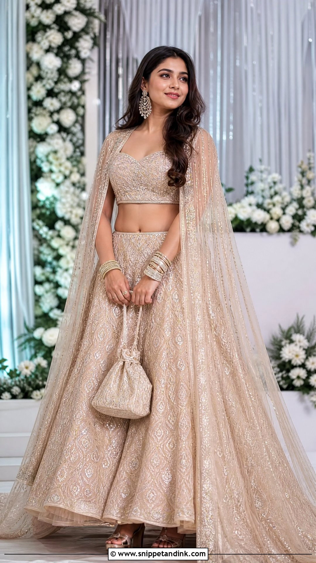 Indo Western Cape Lehenga - Snippet and Ink - 25 Indo Western Bridal Sangeet Outfit Ideas